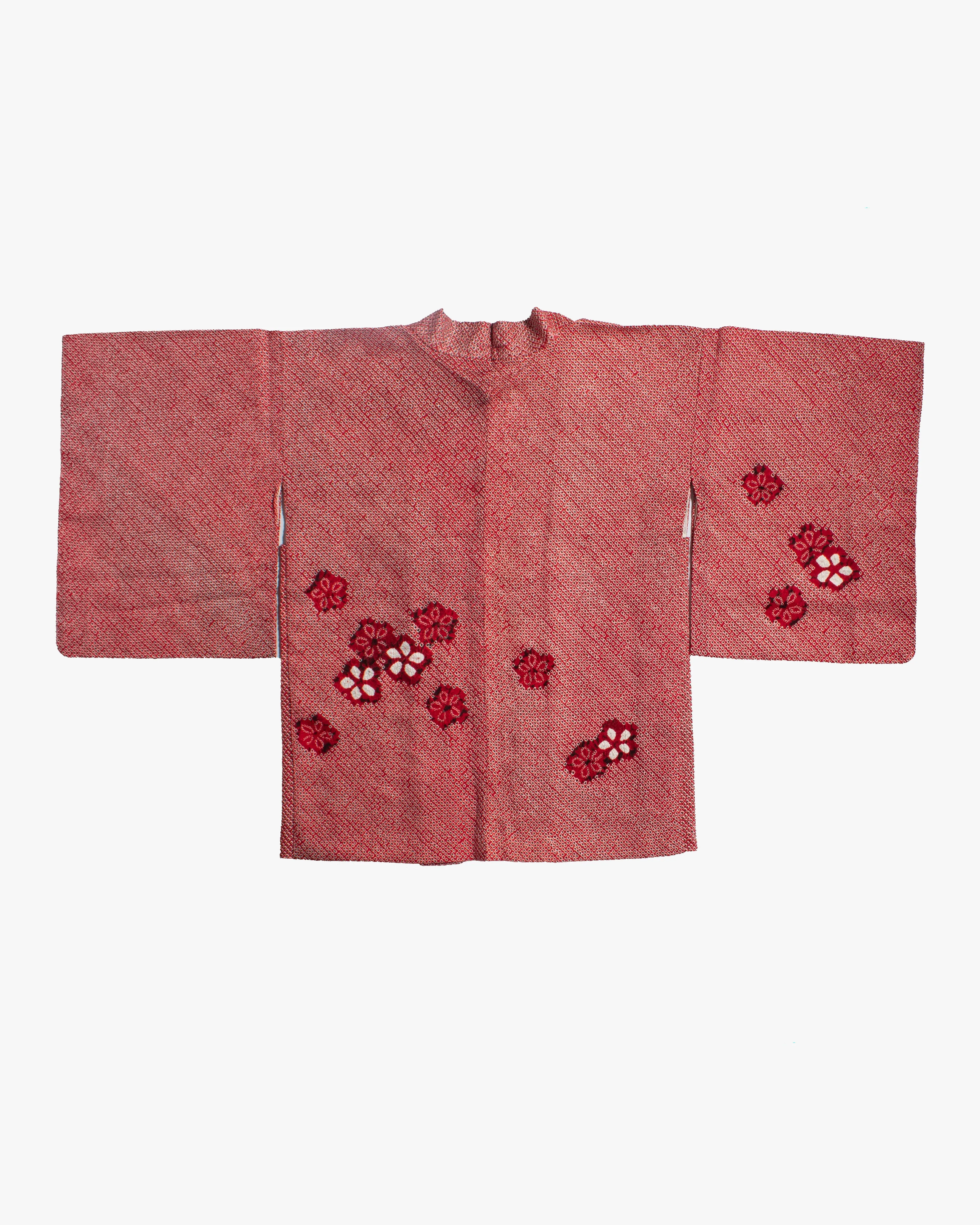 Vintage Haori Jacket, Full Shibori, Red with Floral sold by Kiriko product image thumbnail 5