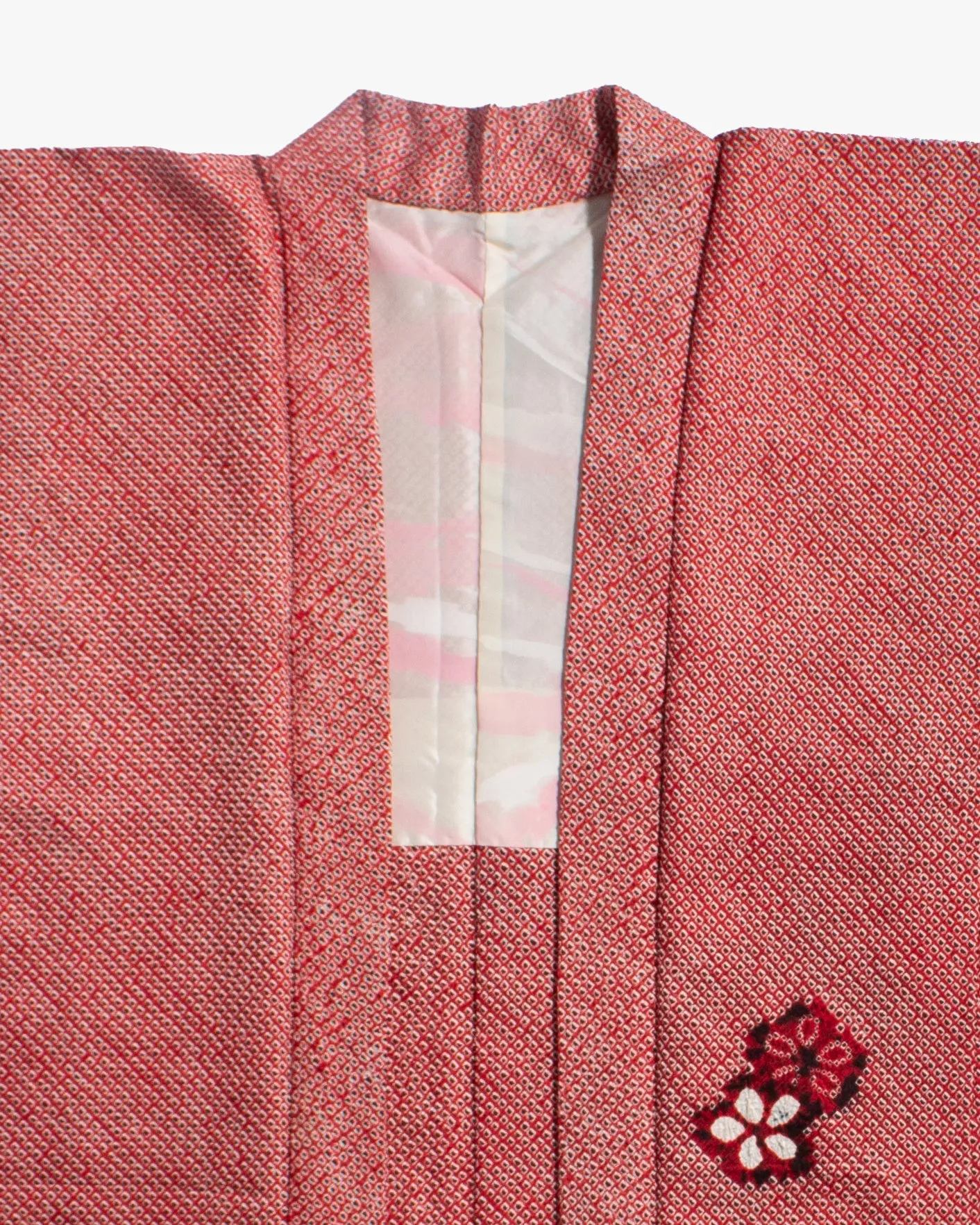 Vintage Haori Jacket, Full Shibori, Red with Floral sold by Kiriko product image thumbnail 2