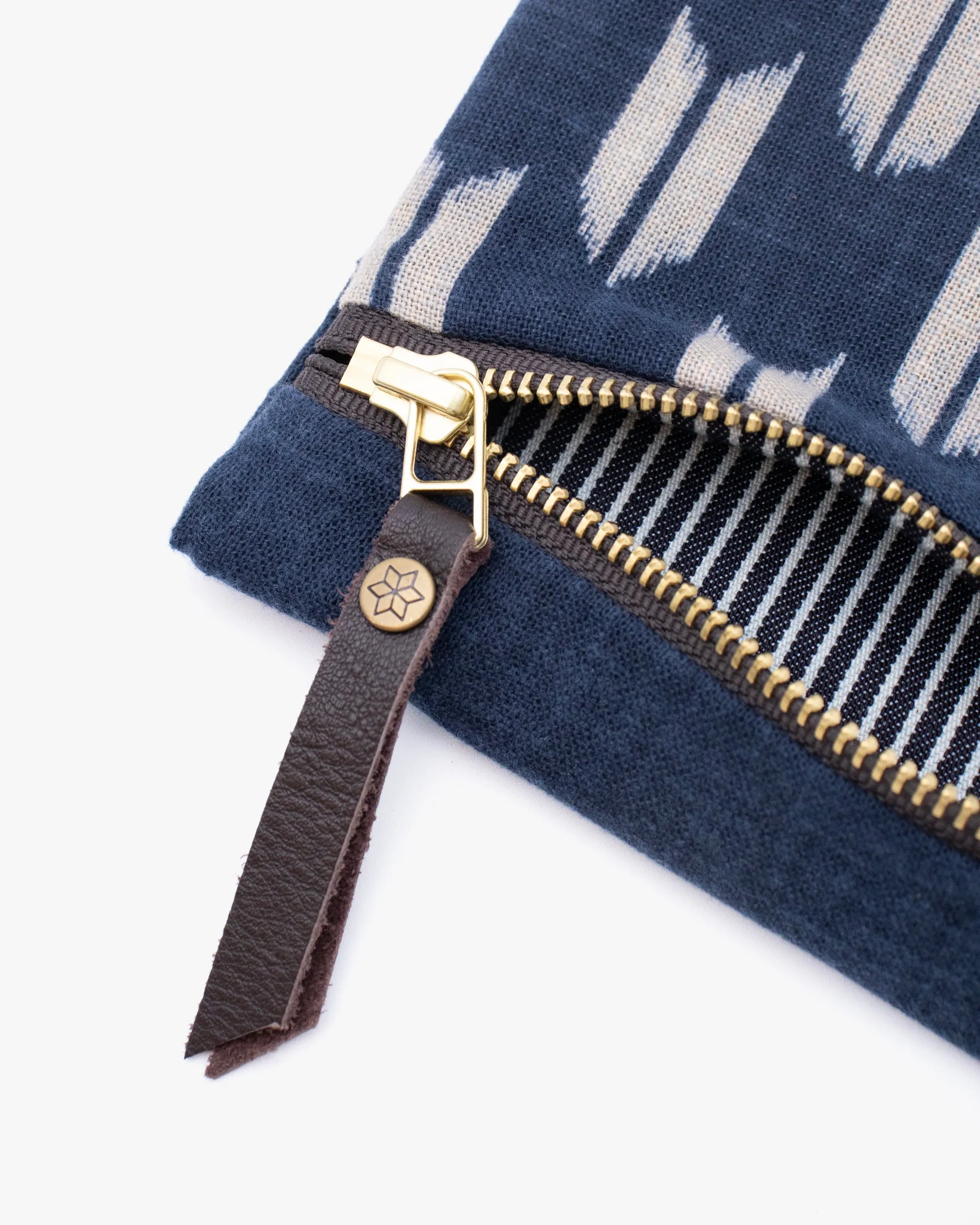 Original Flat Medium Zipper Pouch, Two Tone Indigo Yagasuri sold by Kiriko product image thumbnail 2