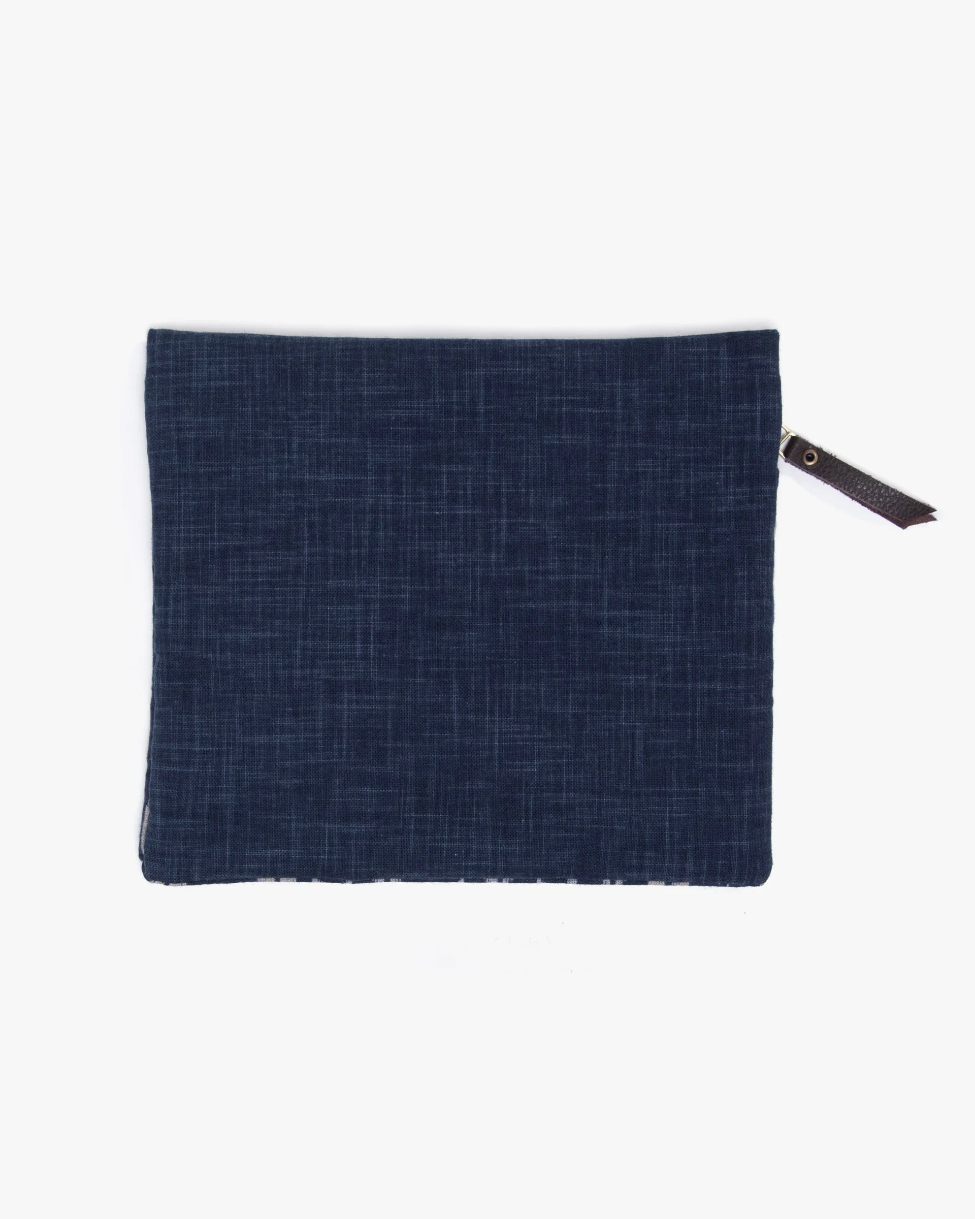 Original Flat Medium Zipper Pouch, Two Tone Indigo Yagasuri sold by Kiriko product image thumbnail 3