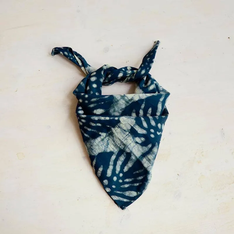 Woman Bandana Head Square Scarf block print cotton - Patta made by Kiriko