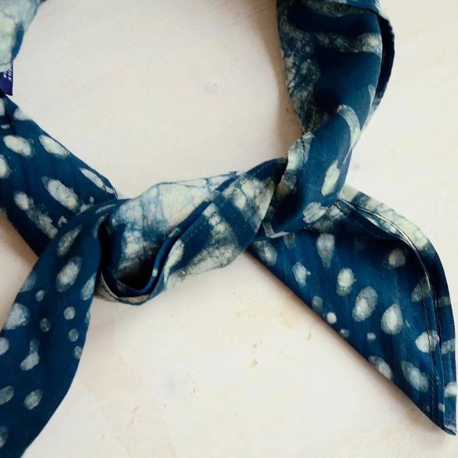 Woman Bandana Head Square Scarf block print cotton - Patta sold by Kiriko product image thumbnail 5