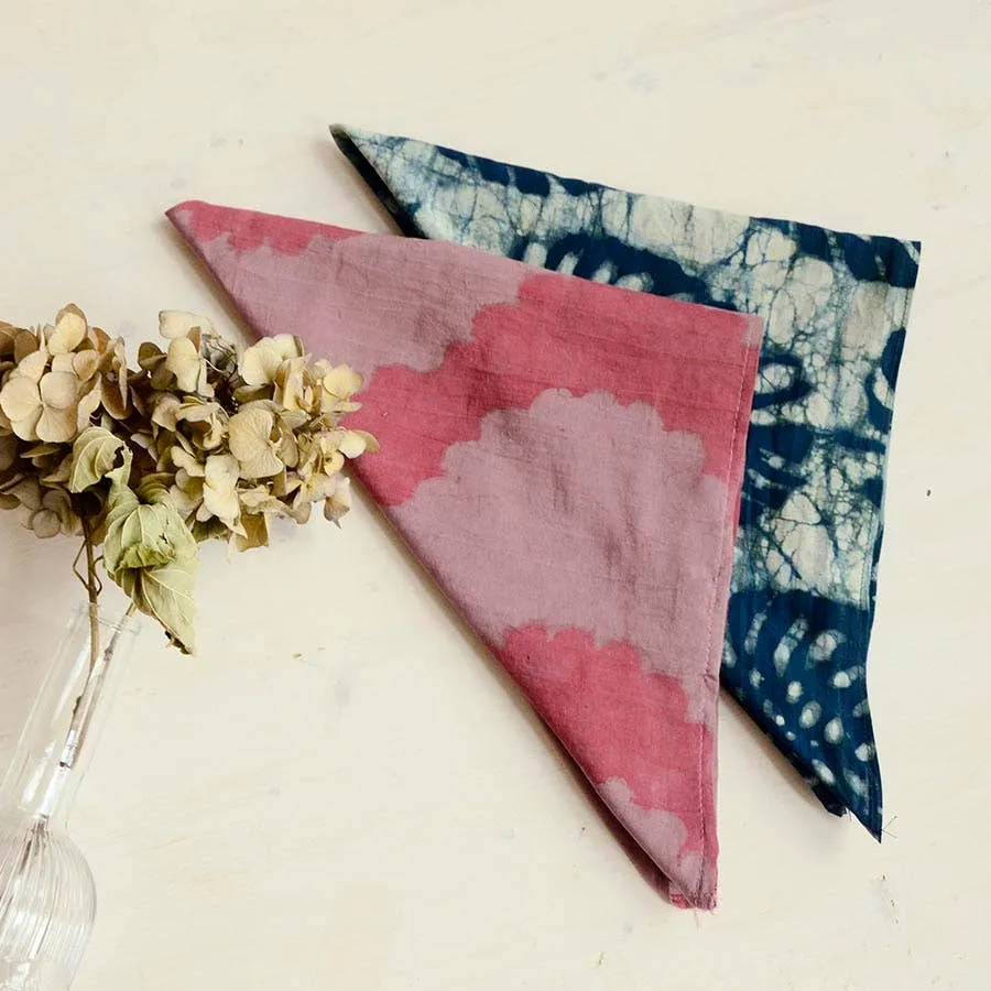 Woman Bandana Head Square Scarf block print cotton - Patta sold by Kiriko product image thumbnail 4