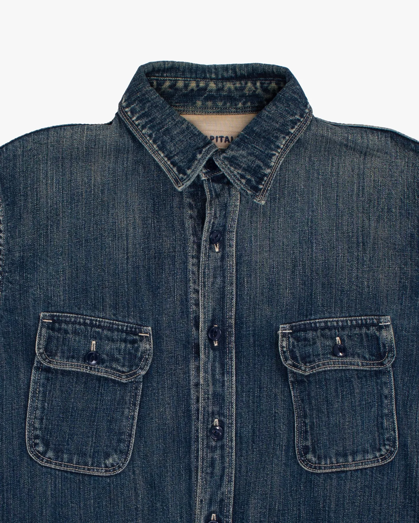 Japanese Repro Denim Jacket, L, Kapital, Medium Wash with Navy Buttons sold by Kiriko product image thumbnail 2