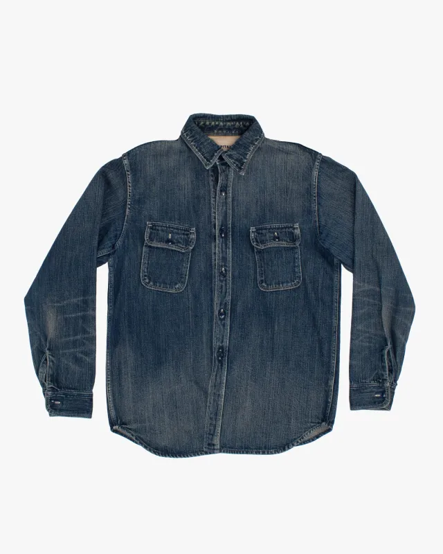 Japanese Repro Denim Jacket, L, Kapital, Medium Wash with Navy Buttons made by Kiriko