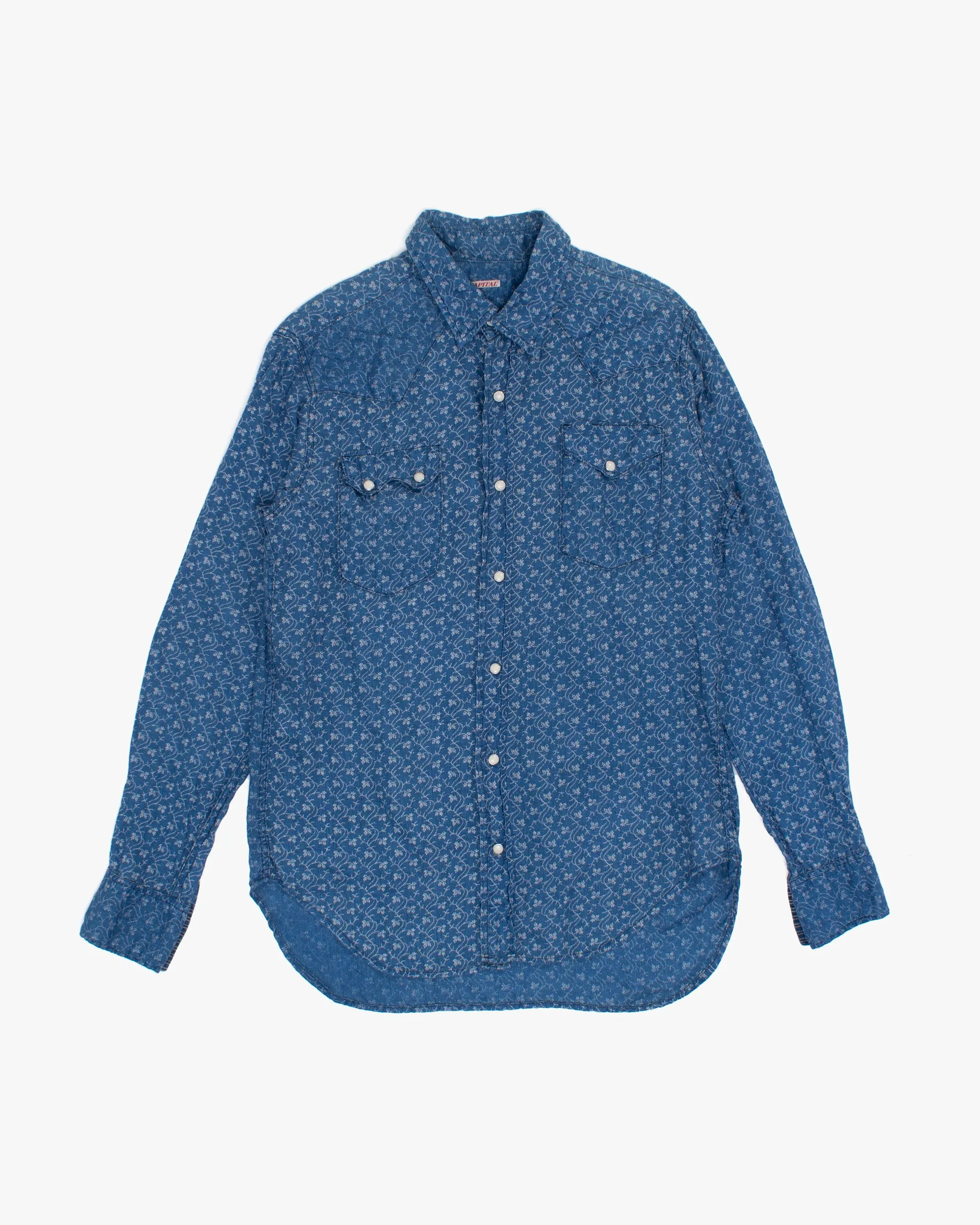 Japanese Repro Shirt, M, Kapital, Blue Floral sold by Kiriko