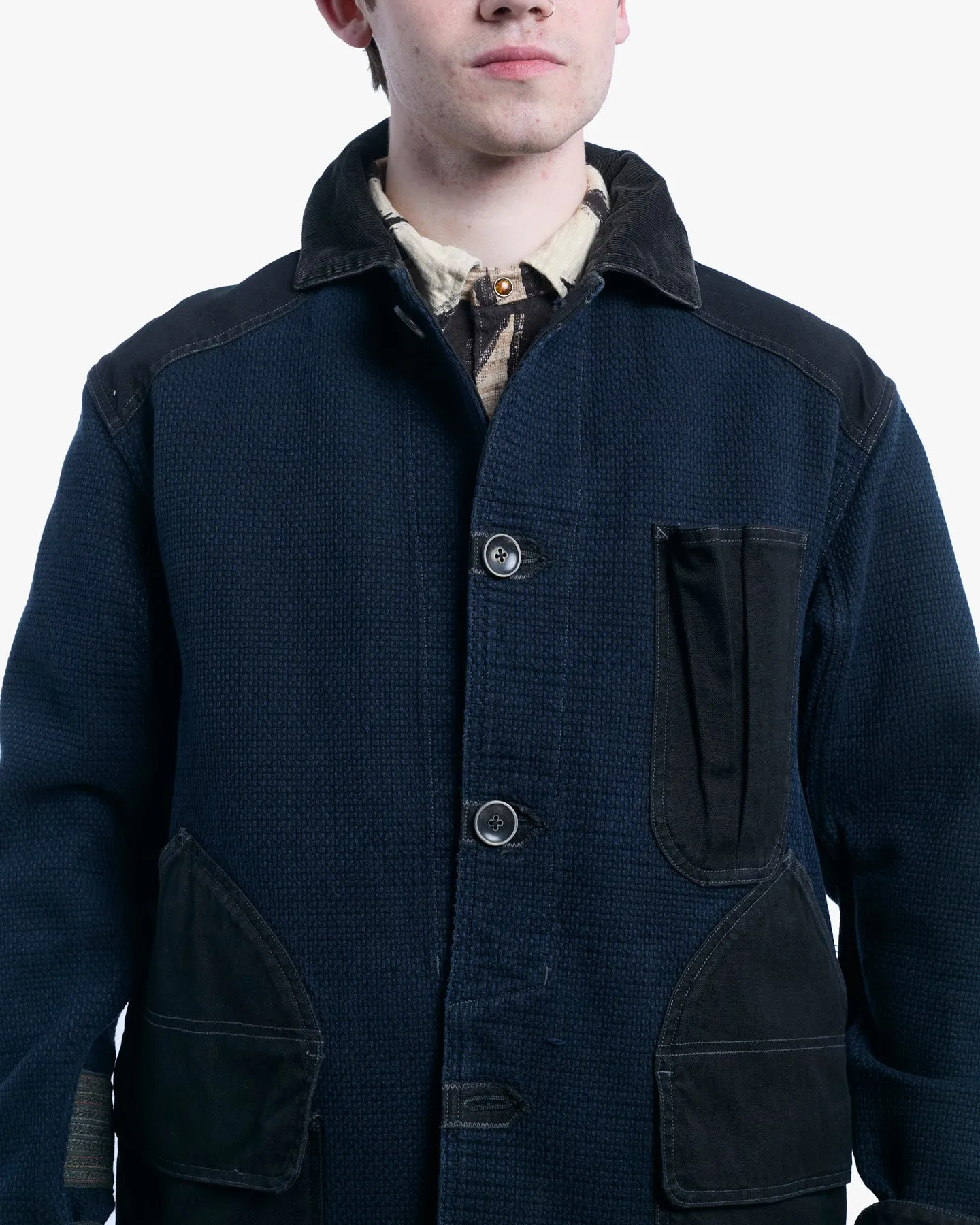 Japanese Repro Chore Coat, L, Kapital, Navy with Dark Denim Accents sold by Kiriko product image thumbnail 2