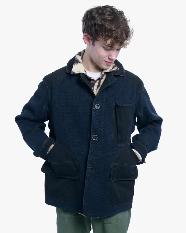 Japanese Repro Chore Coat, L, Kapital, Navy with Dark Denim Accents made by Kiriko