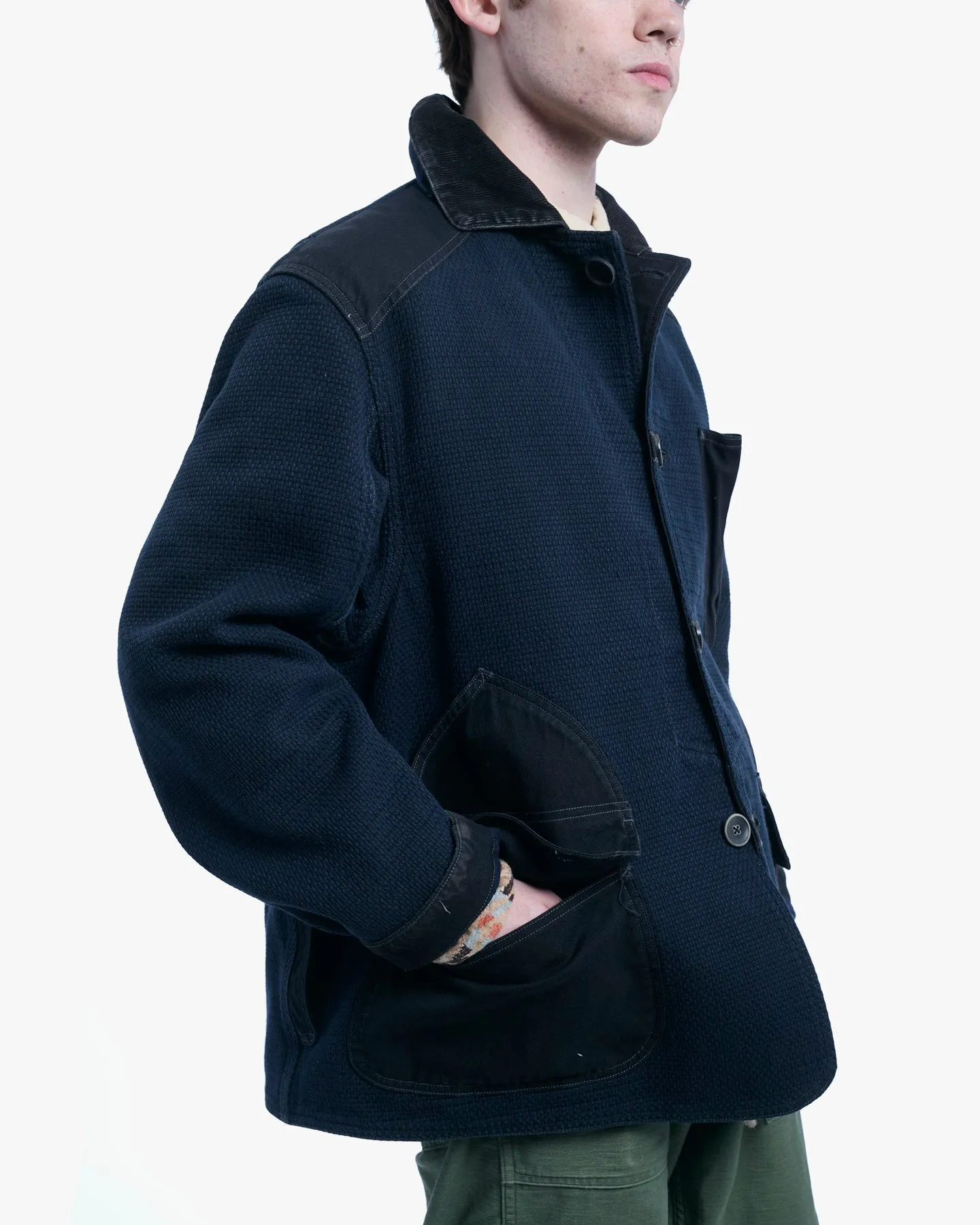 Japanese Repro Chore Coat, L, Kapital, Navy with Dark Denim Accents sold by Kiriko product image thumbnail 3
