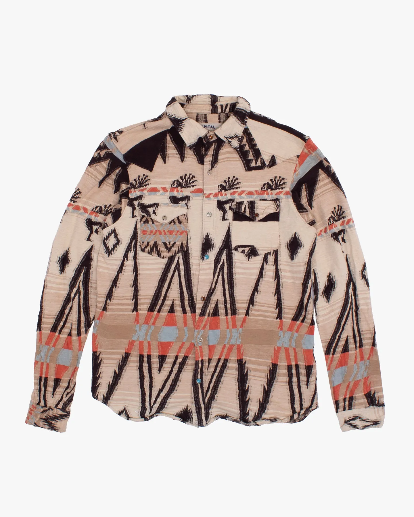 Japanese Repro Shirt, XL, Kapital, Cream with Geometric Details sold by Kiriko product image thumbnail 5