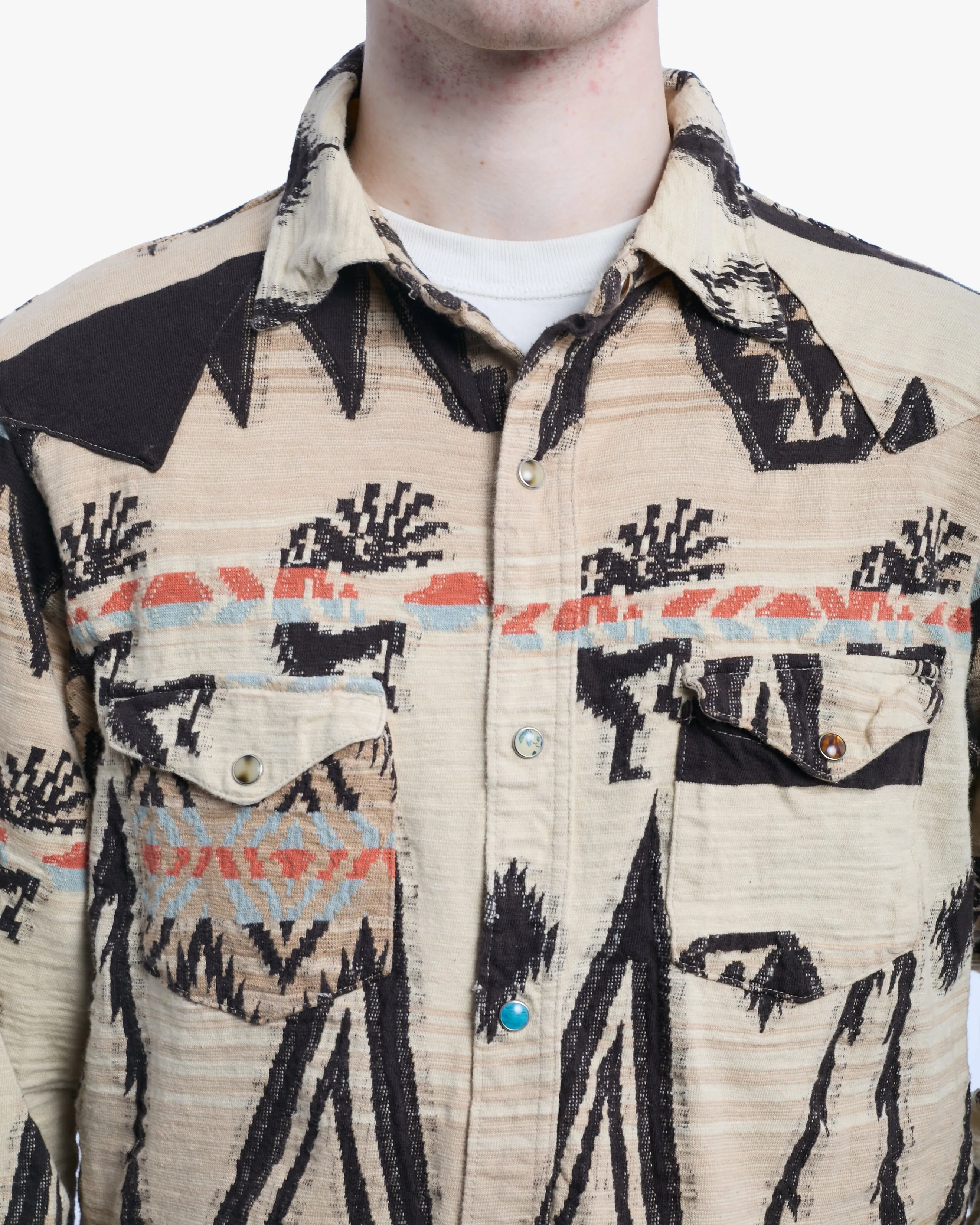 Japanese Repro Shirt, XL, Kapital, Cream with Geometric Details sold by Kiriko product image thumbnail 2