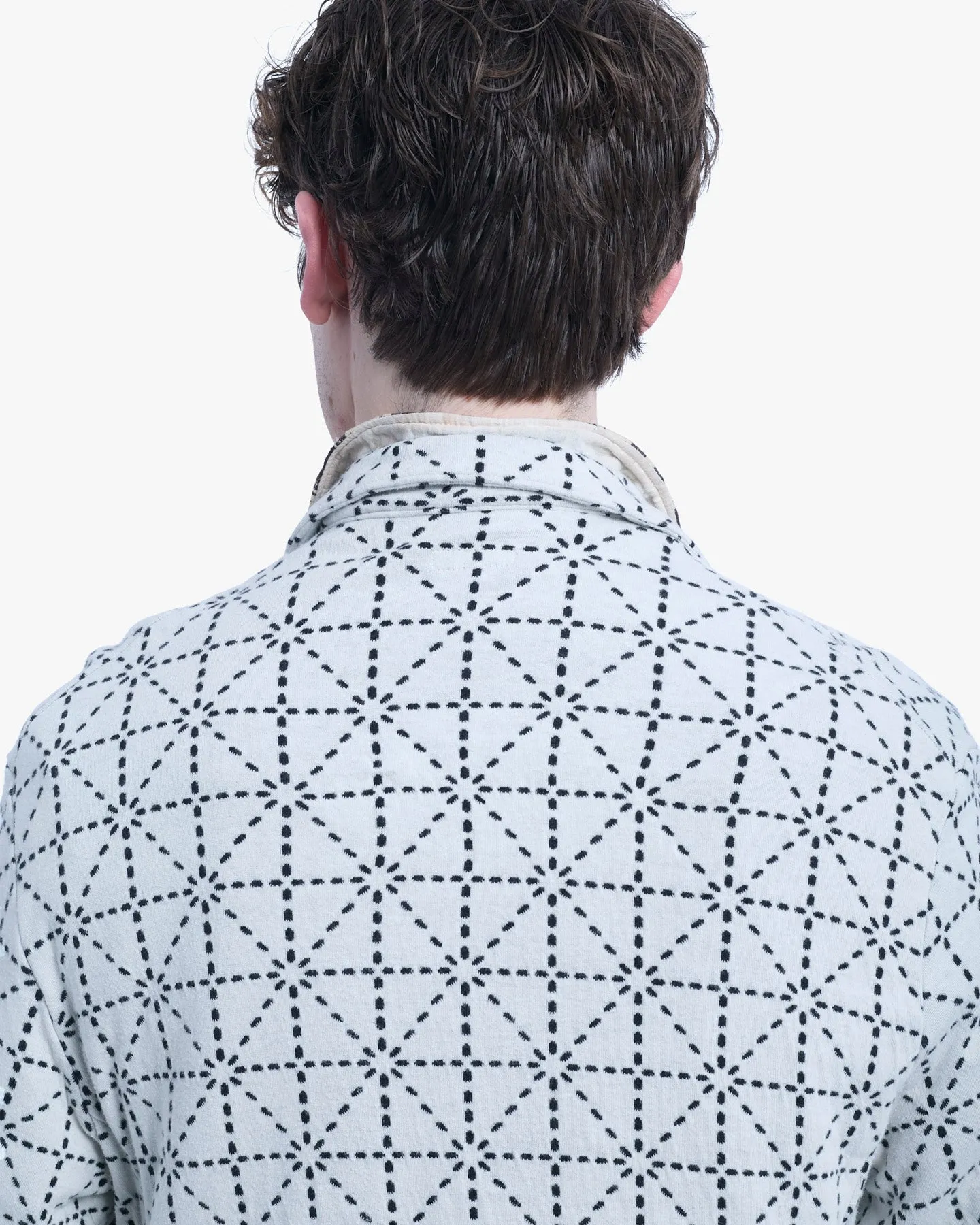 Japanese Repro Chore Coat, XL, Kapital, White with Black Geometric Pattern sold by Kiriko product image thumbnail 4