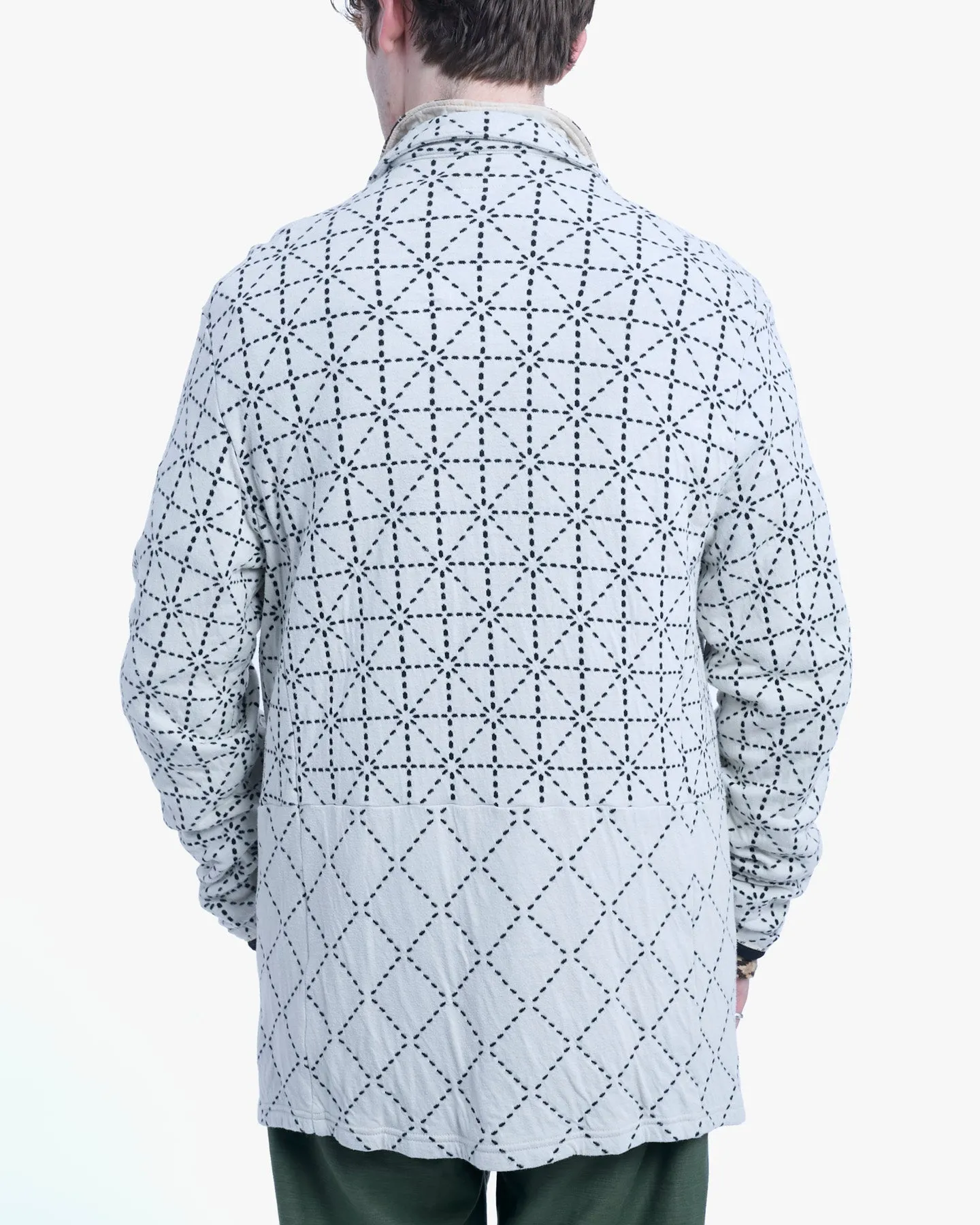 Japanese Repro Chore Coat, XL, Kapital, White with Black Geometric Pattern sold by Kiriko product image thumbnail 3