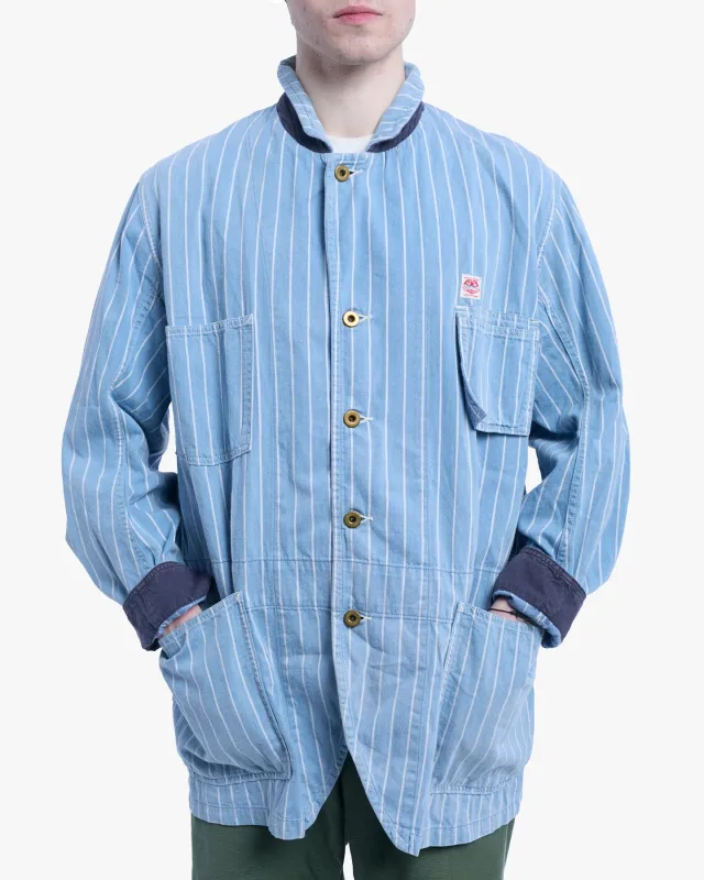 Japanese Repro Chore Coat, L, Kapital, Blue with White Stripes made by Kiriko