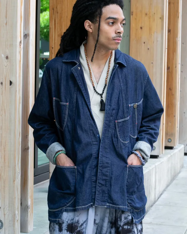 Japanese Repro Denim Jacket, XL, Kapital, Dark Wash with Angled Pockets made by Kiriko