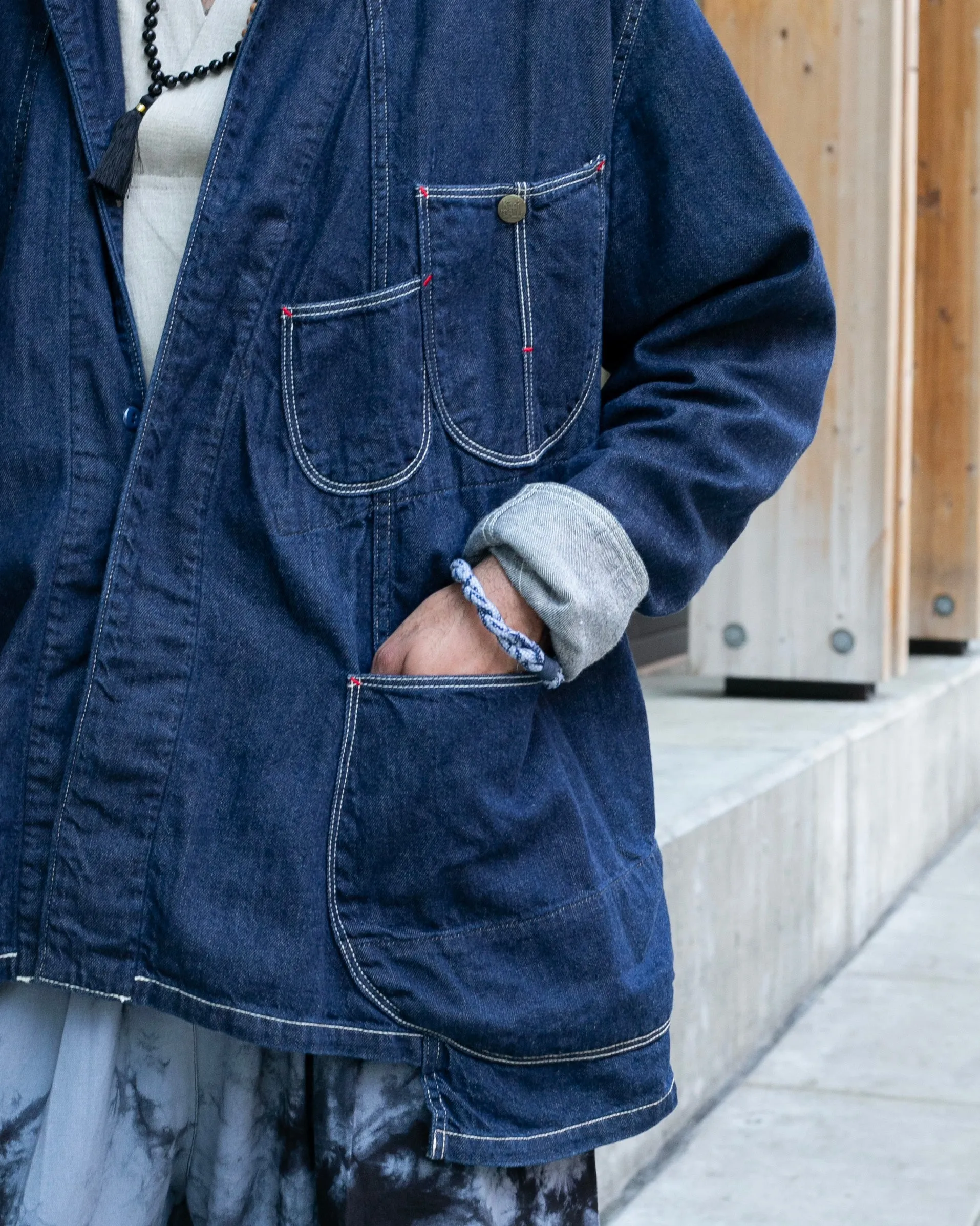 Japanese Repro Denim Jacket, XL, Kapital, Dark Wash with Angled Pockets sold by Kiriko product image thumbnail 3