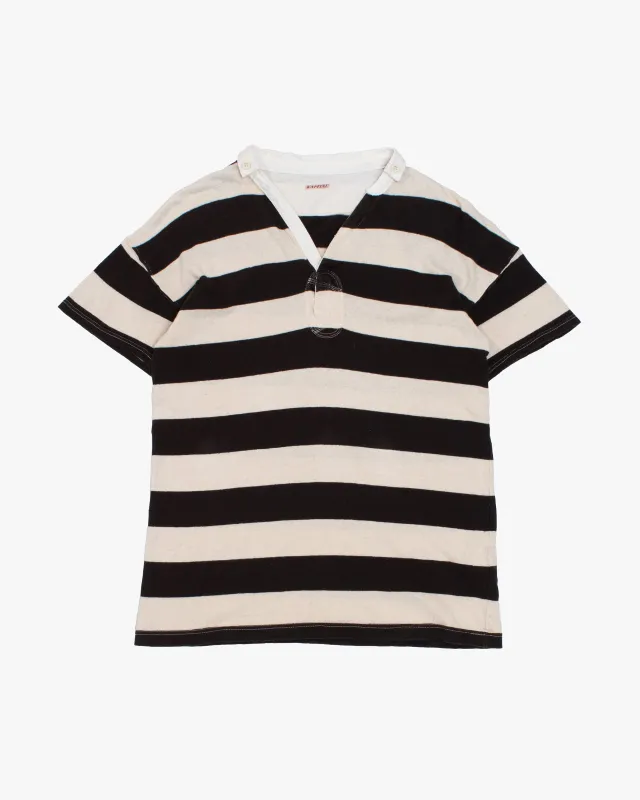 Japanese Repro Shirt, XL, Kapital, Black and Cream Stripes made by Kiriko