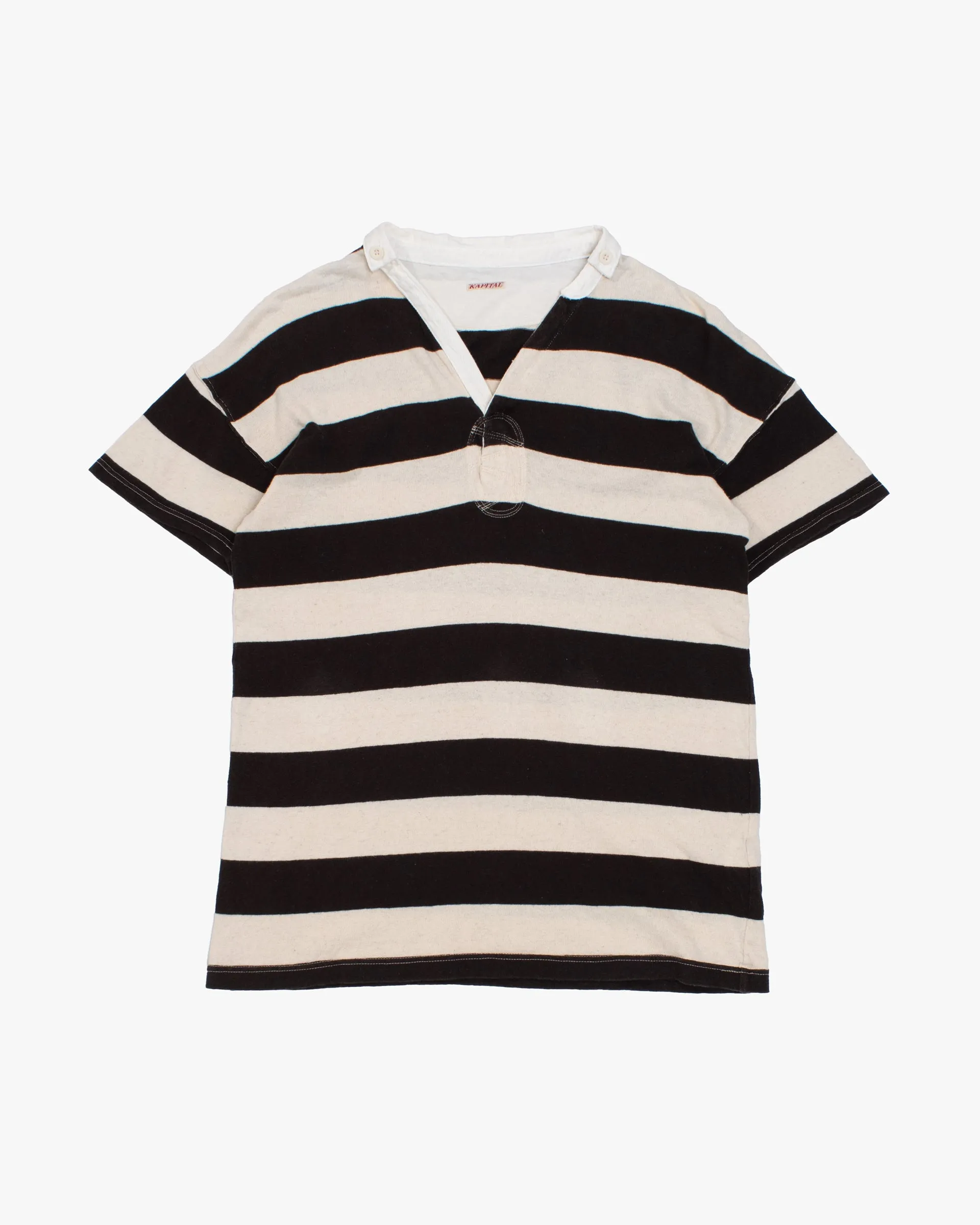 Japanese Repro Shirt, XL, Kapital, Black and Cream Stripes sold by Kiriko