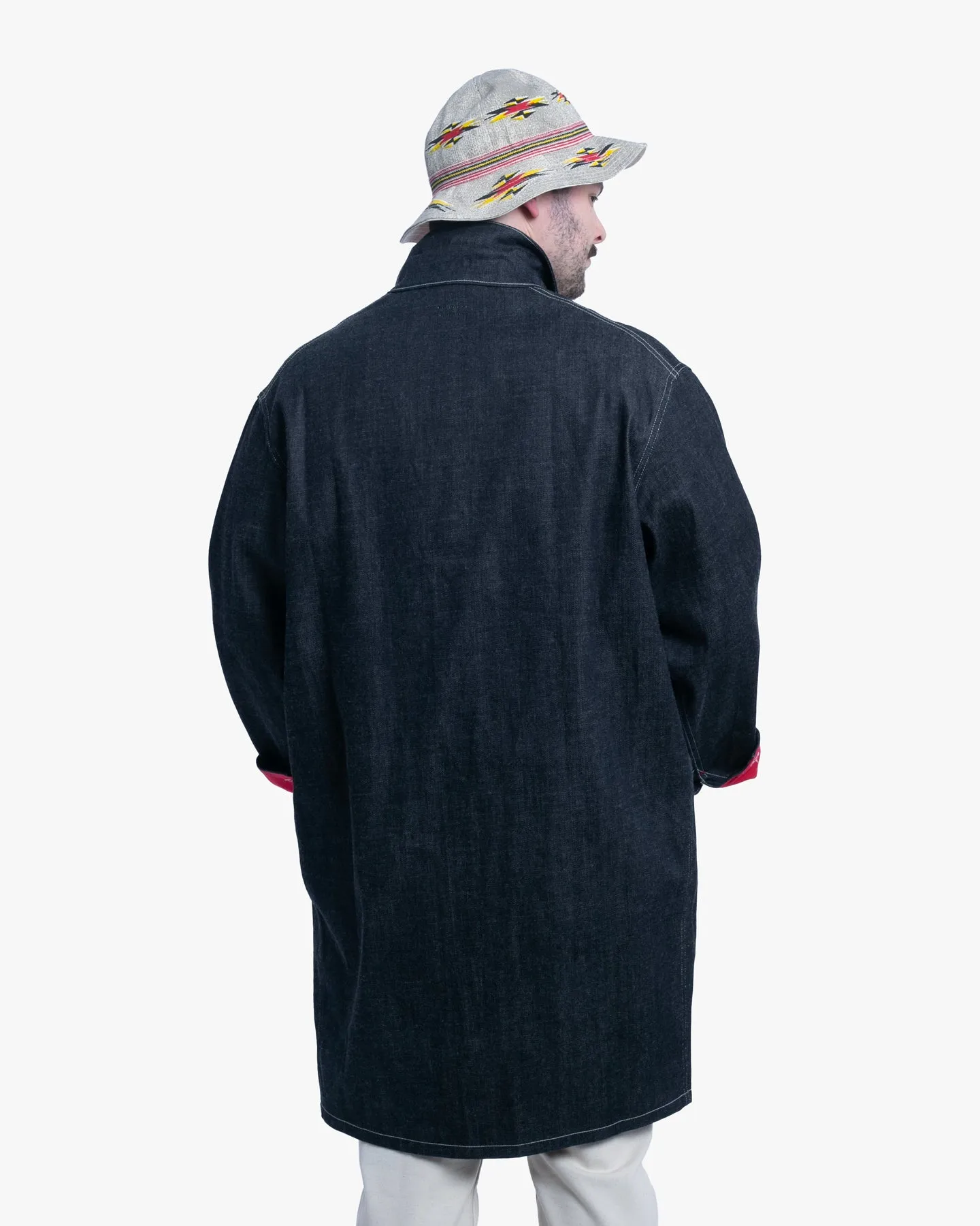 Japanese Repro Denim Chore Coat, S, Kapital, Dark Wash with Zipper and Red Accents sold by Kiriko product image thumbnail 4