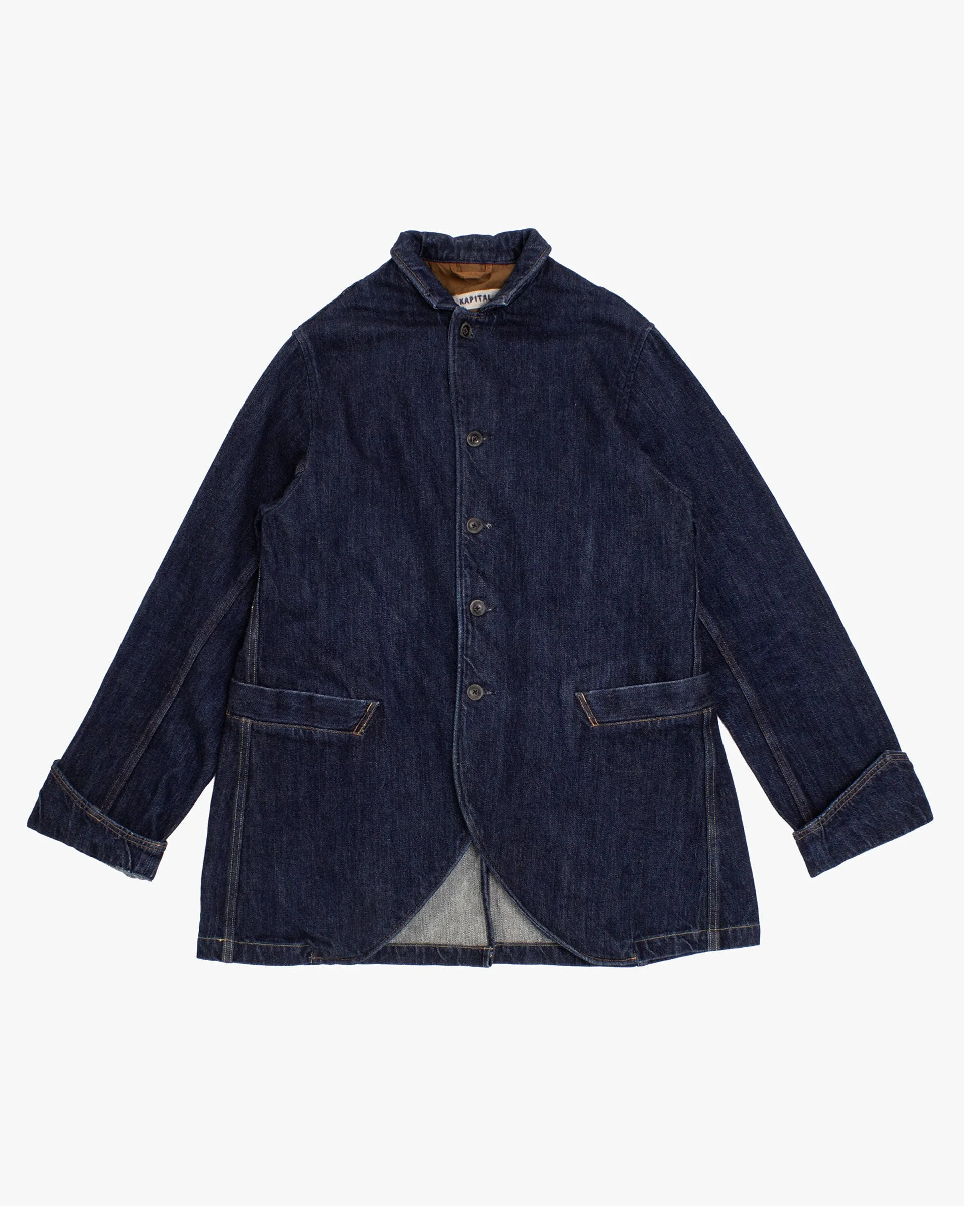 Japanese Repro Denim Jacket, M, Kapital, Dark Wash with Pointed Cuff Detail sold by Kiriko