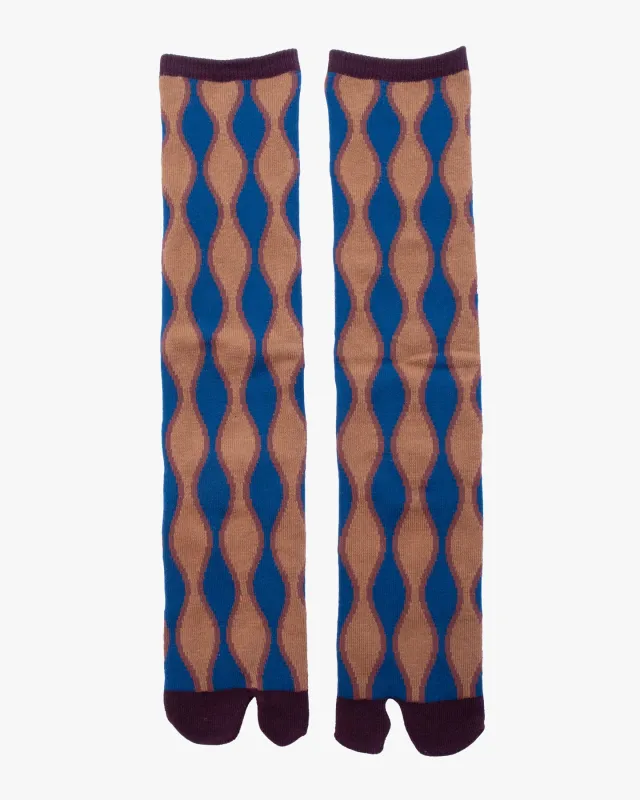 Wa Modern, Tabi Socks, Knee, Brown And Blue Abstract made by Kiriko