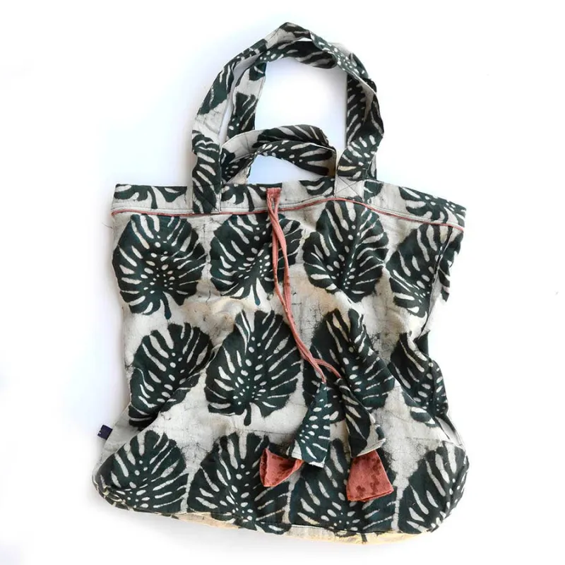 Large Organic Cotton Blockprinted Bag - Jungle 2.0 made by Kiriko