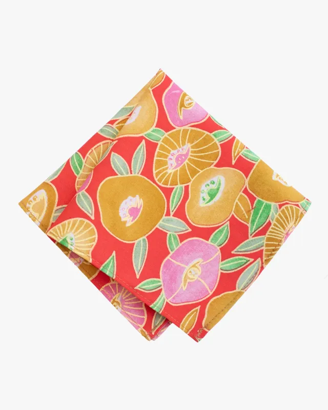 Kiriko Original Pocket Square, Tsubaki, Pink and Mustard made by Kiriko