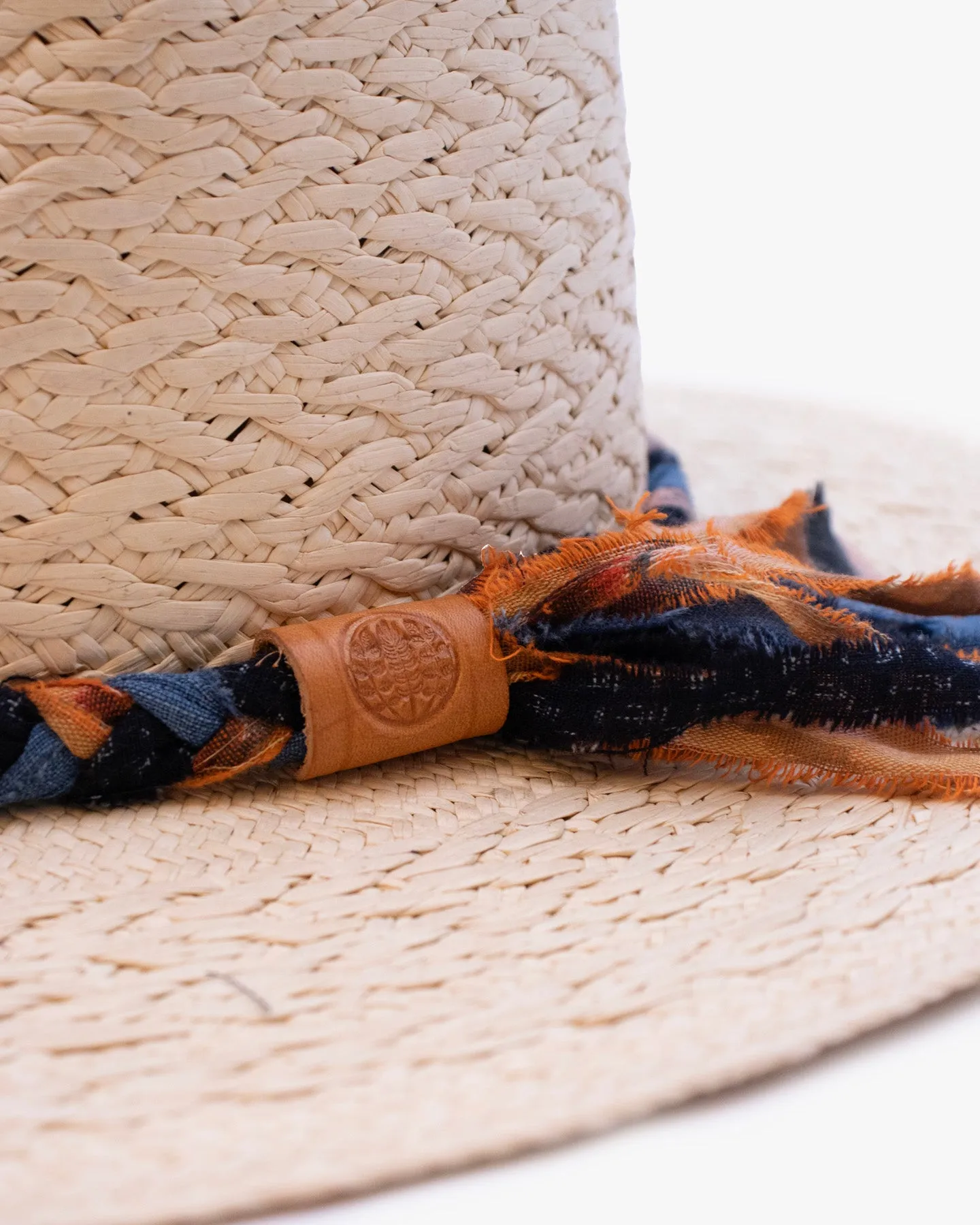 Kiriko Custom Panama Hat, Straw, Braided Katazome, Indigo and Orange sold by Kiriko product image thumbnail 2