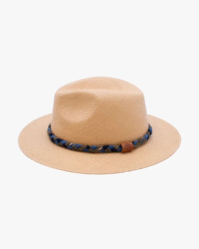Kiriko Custom Panama Hat, Straw, Braided Green Kasuri, Indigo and Light Indigo made by Kiriko