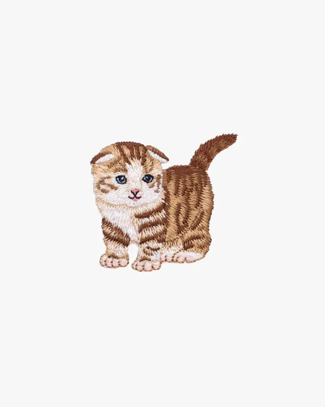 Embroidered Patch, Iron-on Applique,  Scottish Fold Kitten made by Kiriko