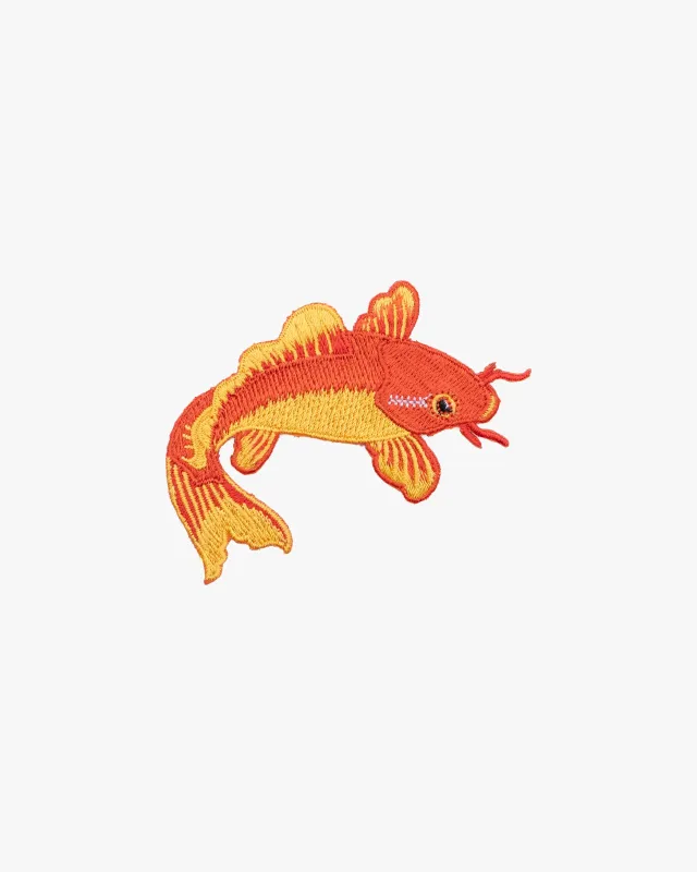 Embroidered Patch, Iron-on Applique, Orange Koi Fish / Nishikigoi Carp made by Kiriko