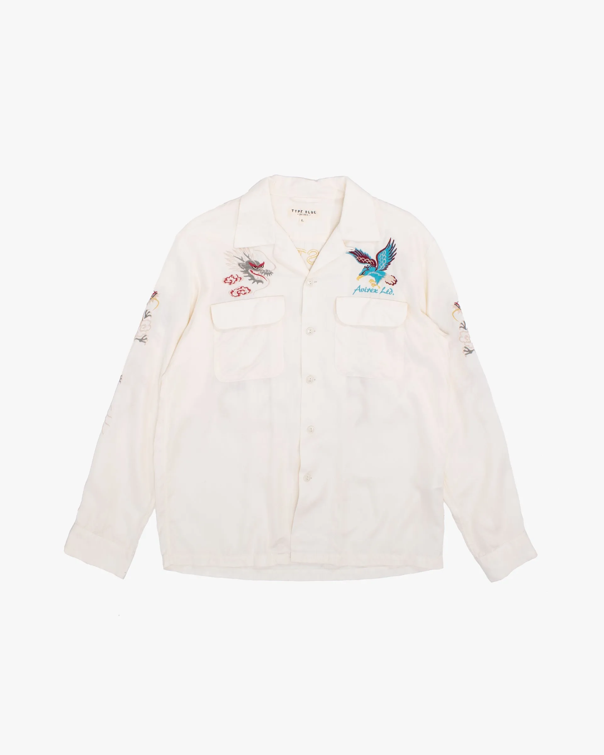 Japanese Repro Long-Sleeve Shirt, L, Avirex, Dragon and Hawk on Ivory sold by Kiriko product image thumbnail 5