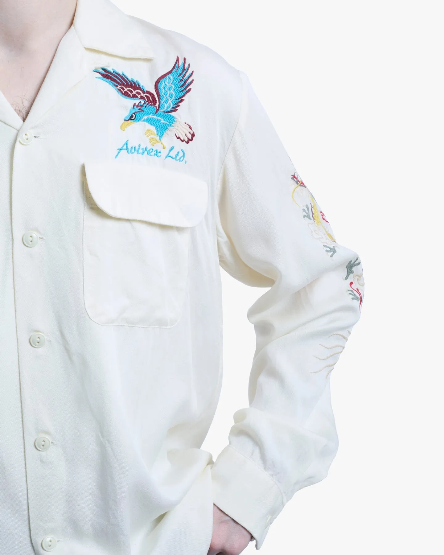 Japanese Repro Long-Sleeve Shirt, L, Avirex, Dragon and Hawk on Ivory sold by Kiriko product image thumbnail 3