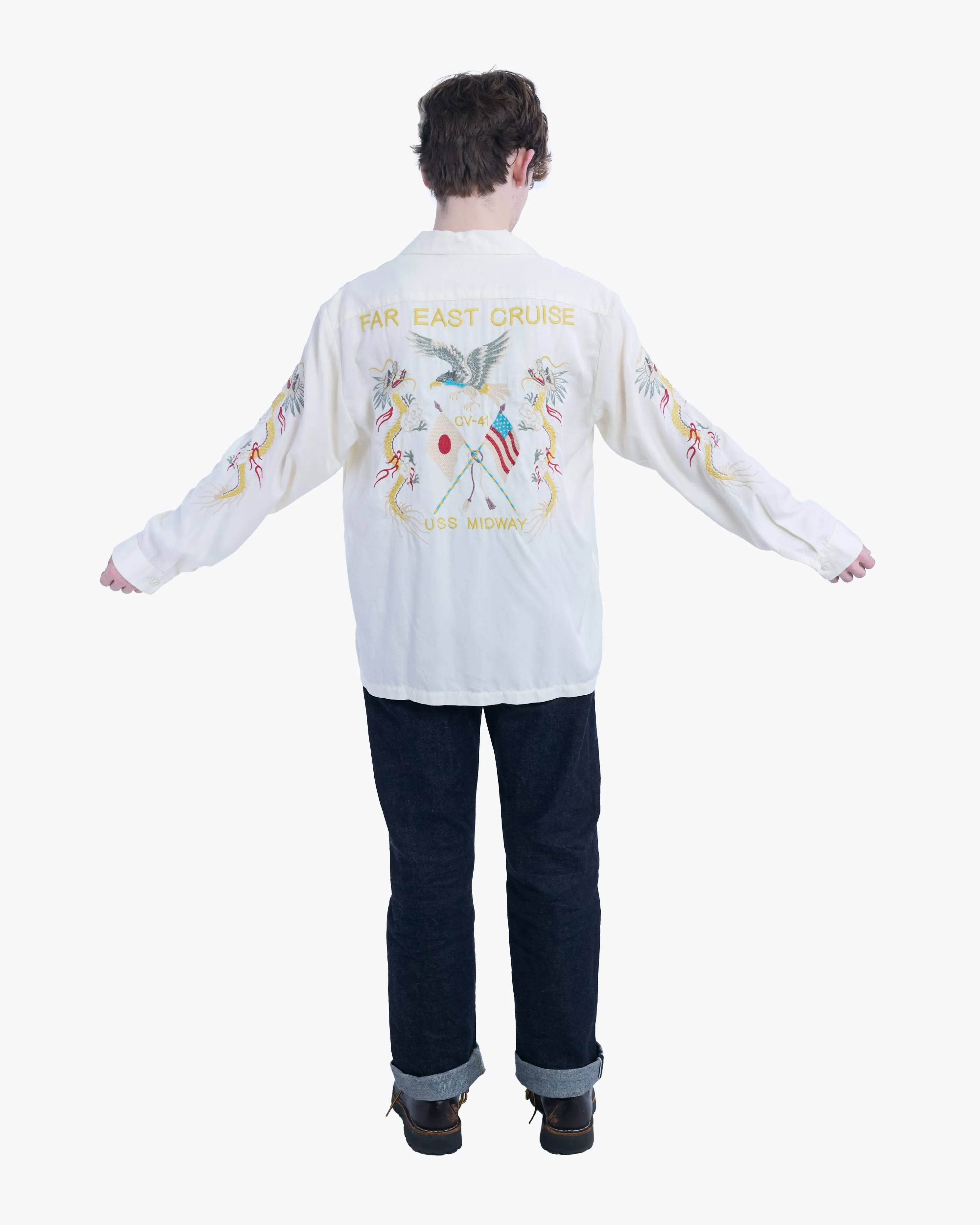 Japanese Repro Long-Sleeve Shirt, L, Avirex, Dragon and Hawk on Ivory sold by Kiriko product image thumbnail 2