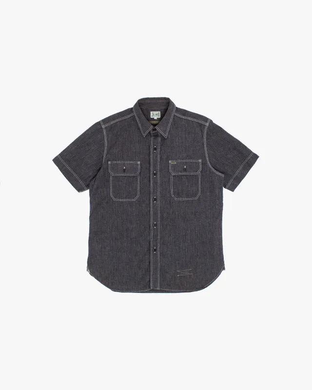 Japanese Repro Short-Sleeve Shirt, L, Jelado, Dark Grey with Light Stitching made by Kiriko