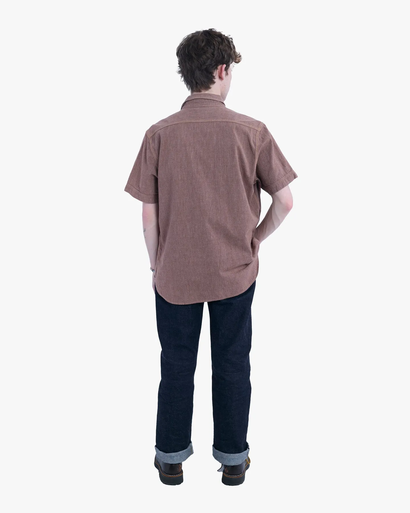 Japanese Repro Short-Sleeve Shirt, XL, Jelado, Brown with Orange and Red Stitching Details sold by Kiriko product image thumbnail 2