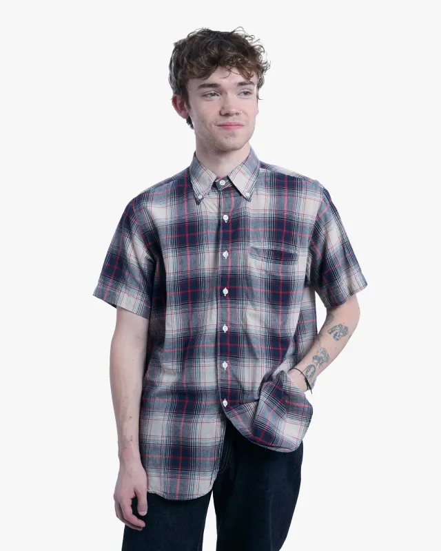 Japanese Repro Short-Sleeve Shirt, M, Warehouse & Co, Red and Navy Plaid made by Kiriko