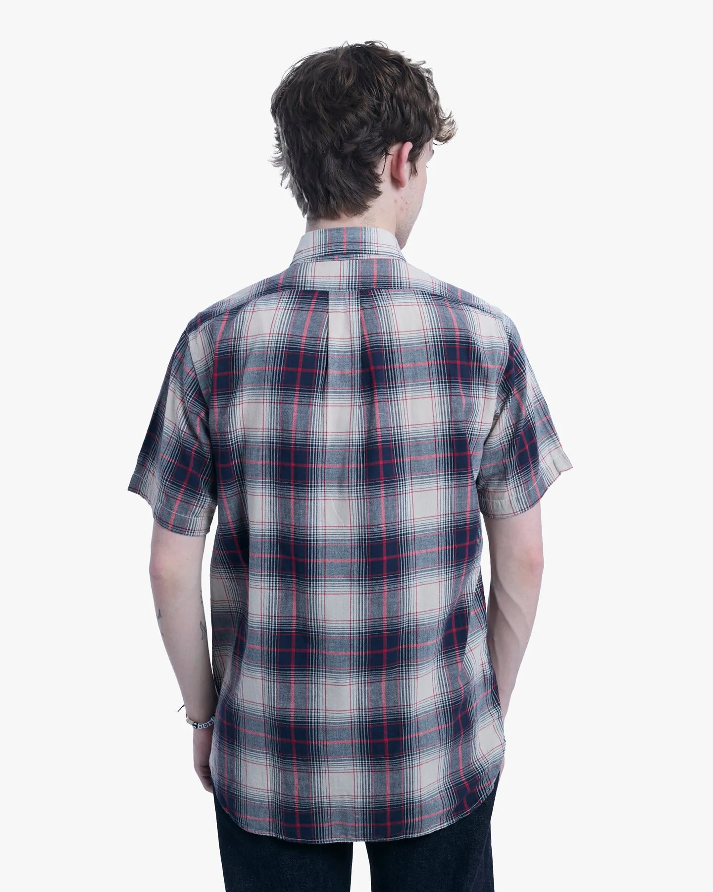 Japanese Repro Short-Sleeve Shirt, M, Warehouse & Co, Red and Navy Plaid sold by Kiriko product image thumbnail 2