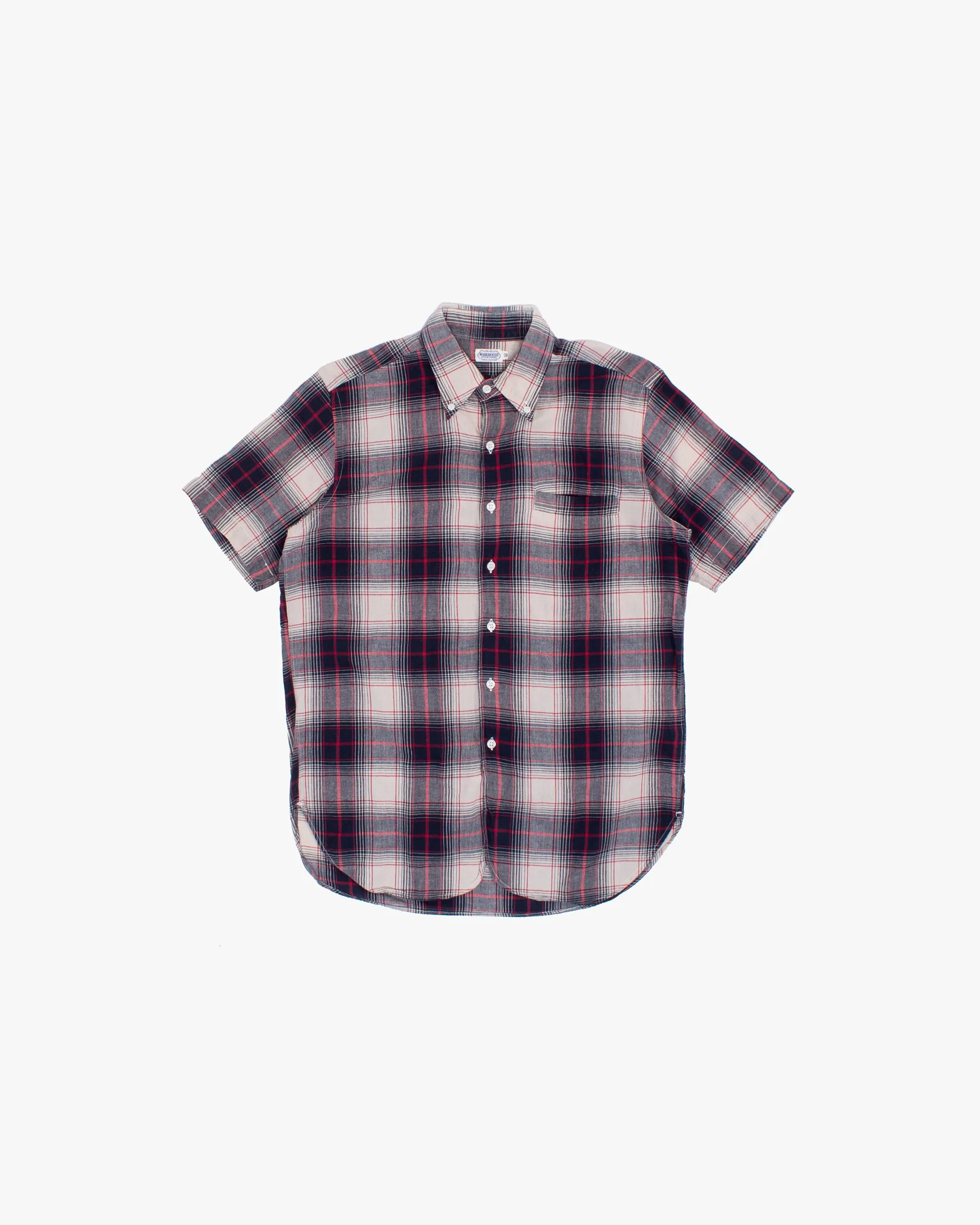 Japanese Repro Short-Sleeve Shirt, M, Warehouse & Co, Red and Navy Plaid sold by Kiriko product image thumbnail 3