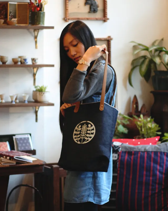 Kiriko Original Tote, Small, Selvedge Denim, Indigo Logo made by Kiriko