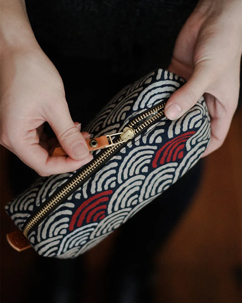 Kiriko Original Pencil Pouch, Large Seigaiha with Red sold by Kiriko