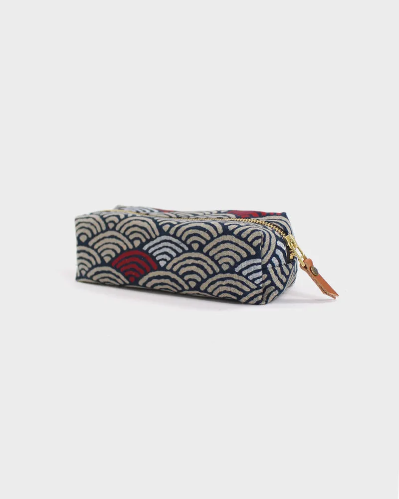 Kiriko Original Pencil Pouch, Large Seigaiha with Red sold by Kiriko product image thumbnail 2