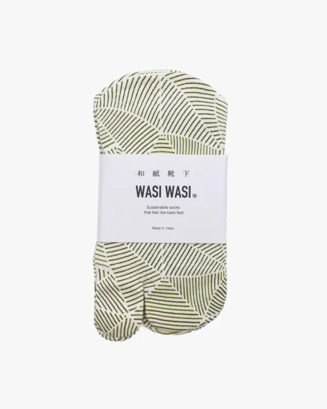 Tabi Socks, Wasi Wasi, Geometric Green made by Kiriko