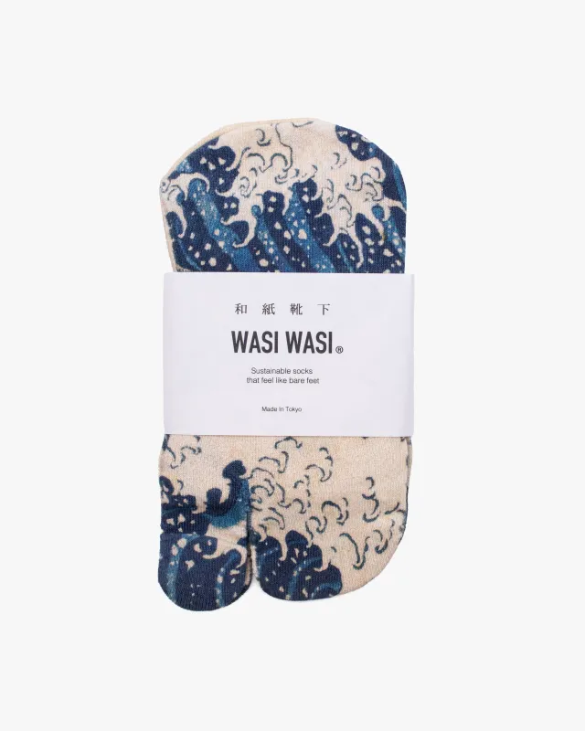 Tabi Socks, Wasi Wasi, Under the Wave off Kanagawa made by Kiriko