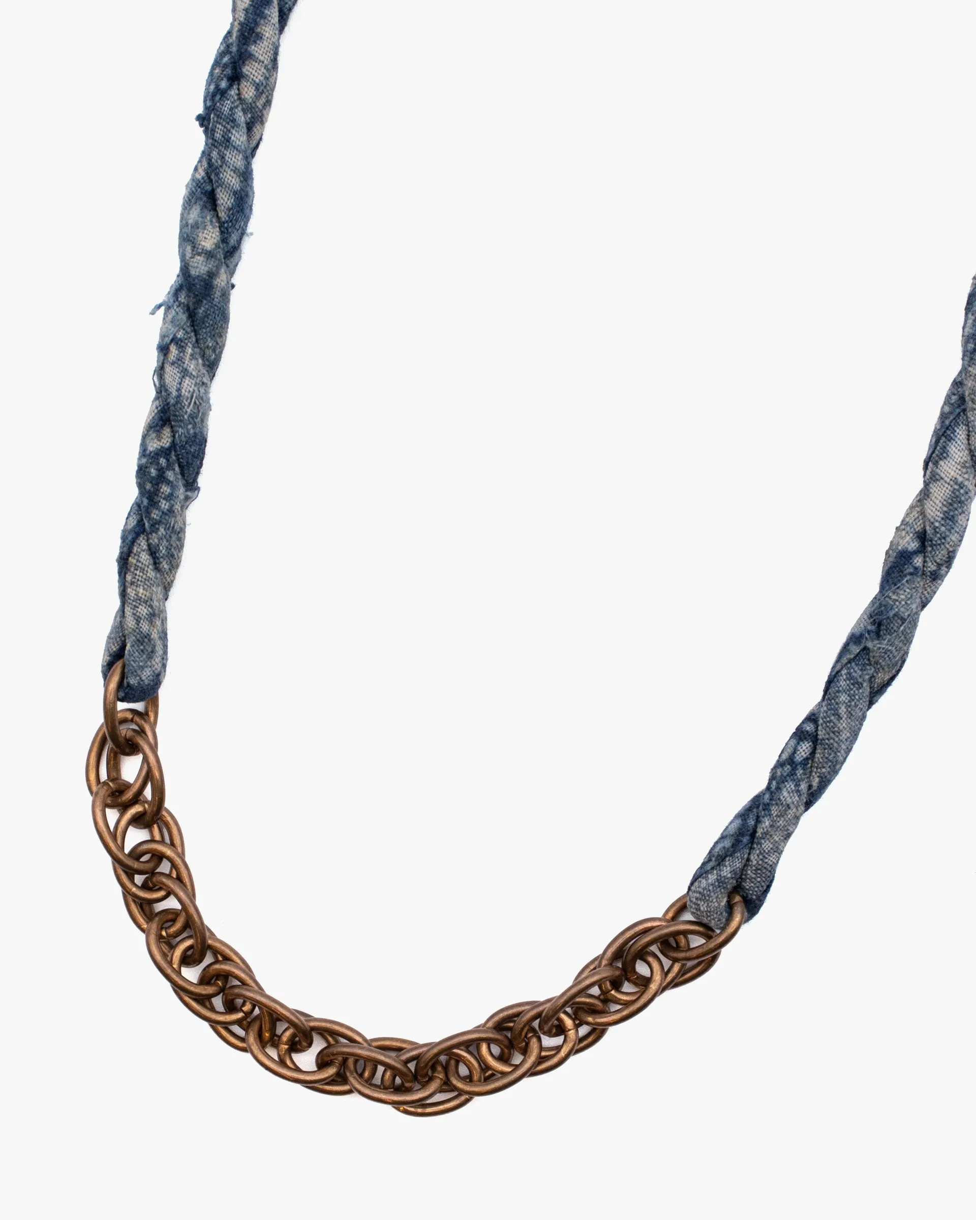 Boet X Kiriko Boro Collar Necklace, Vintage Washed Indigo with White Katazome sold by Kiriko product image thumbnail 2