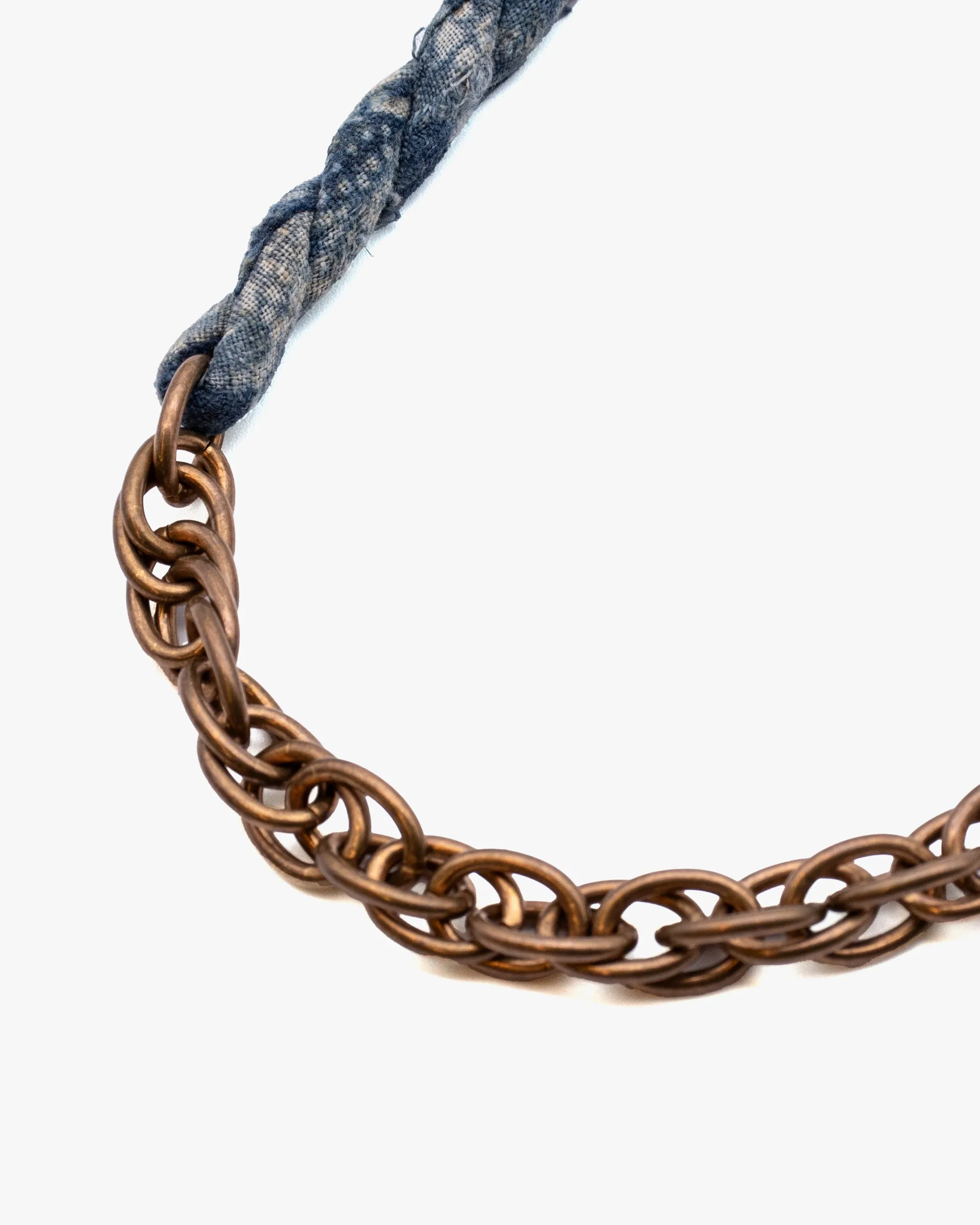 Boet X Kiriko Boro Collar Necklace, Vintage Washed Indigo with White Katazome sold by Kiriko product image thumbnail 3