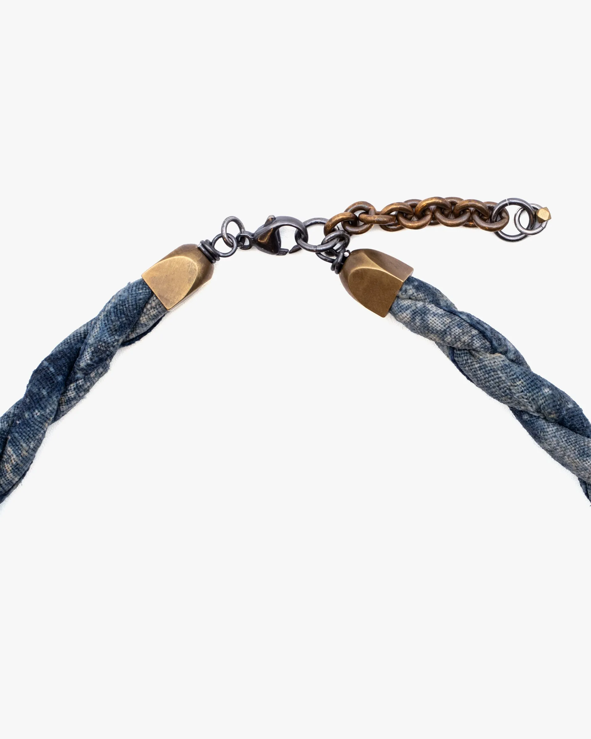 Boet X Kiriko Boro Collar Necklace, Vintage Washed Indigo with White Katazome sold by Kiriko product image thumbnail 4