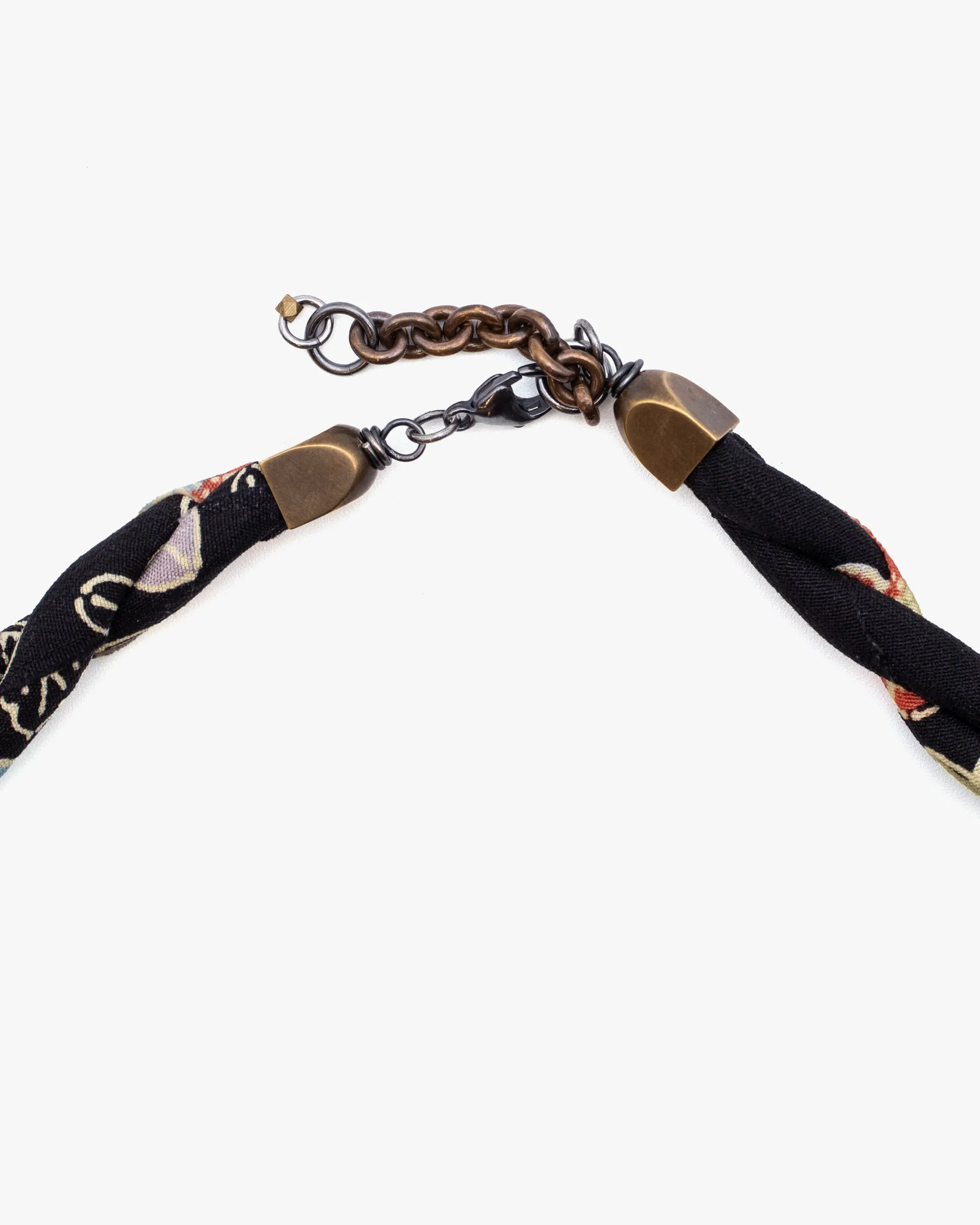 Boet X Kiriko Boro Collar Necklace, Silk Kimono, Black with Multicolor Accents sold by Kiriko product image thumbnail 4