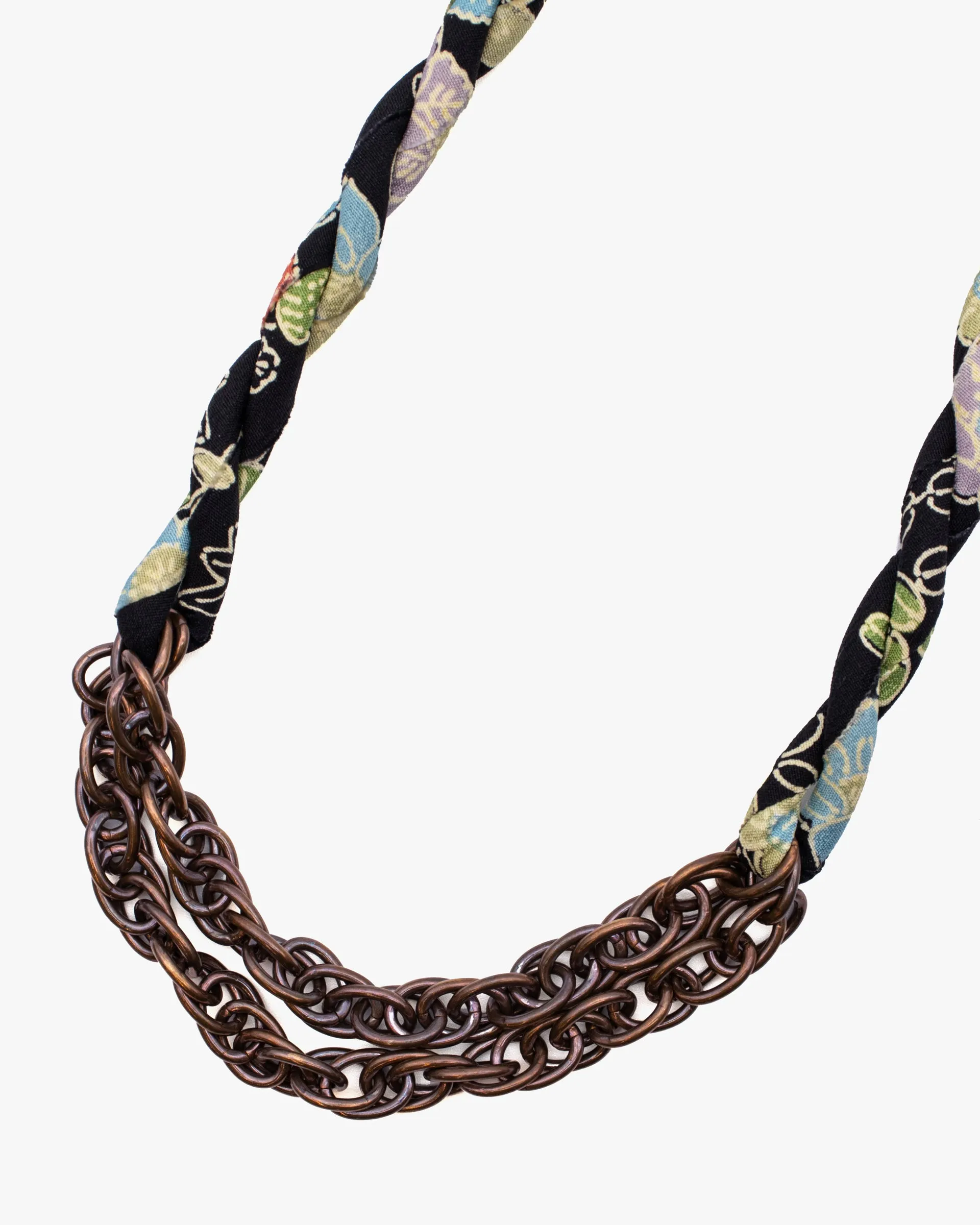 Boet X Kiriko Boro Collar Necklace, Silk Kimono, Black with Multicolor Accents sold by Kiriko product image thumbnail 2