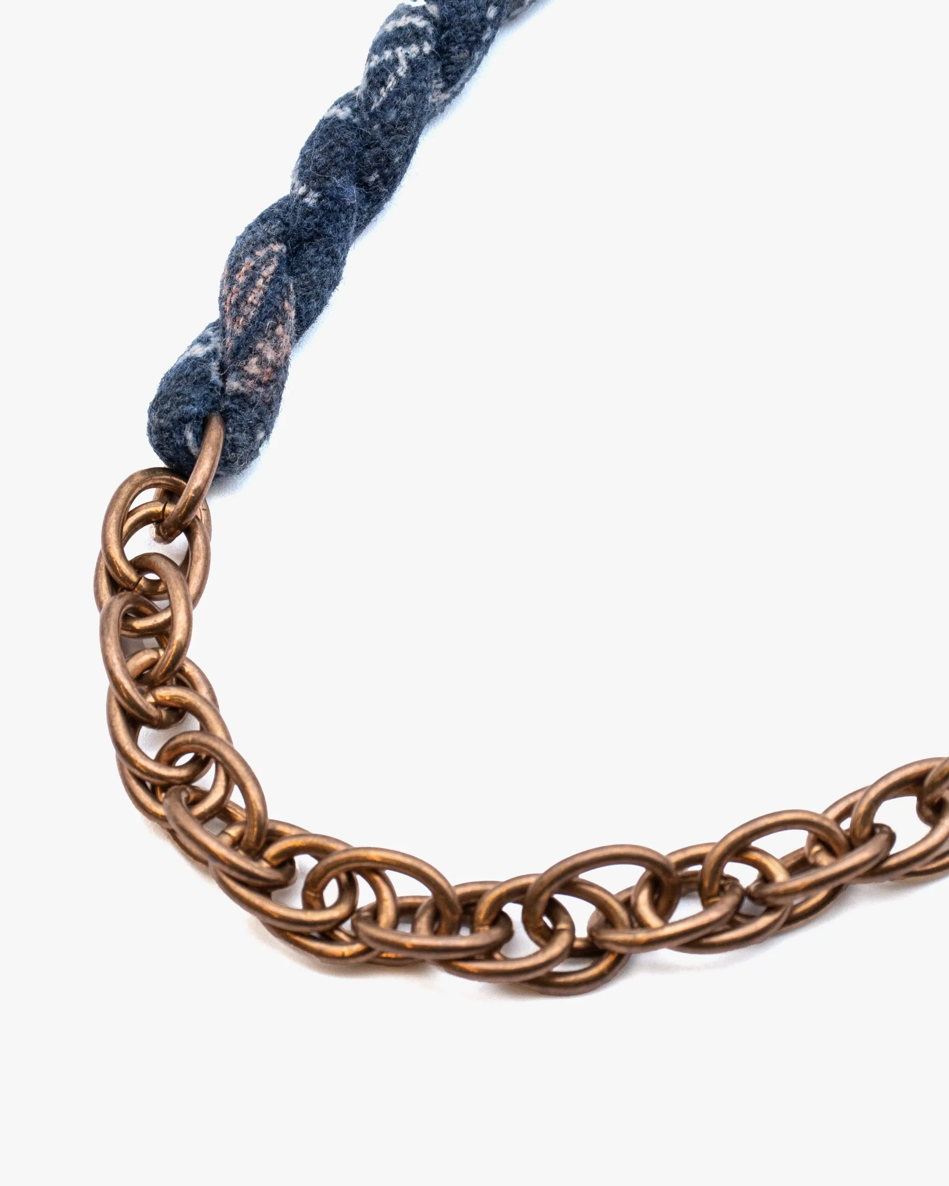 Boet X Kiriko Boro Collar Necklace, Vintage Washed Indigo with White and Coral Katazome sold by Kiriko product image thumbnail 3